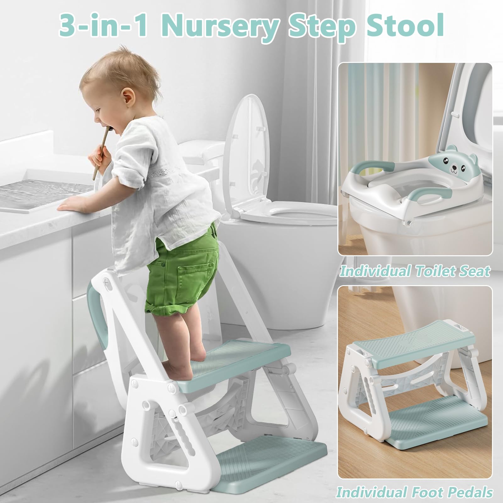 Riduttore WC per bambini, pieghevole, antiscivolo, adatto per WC a forma di V, U, O