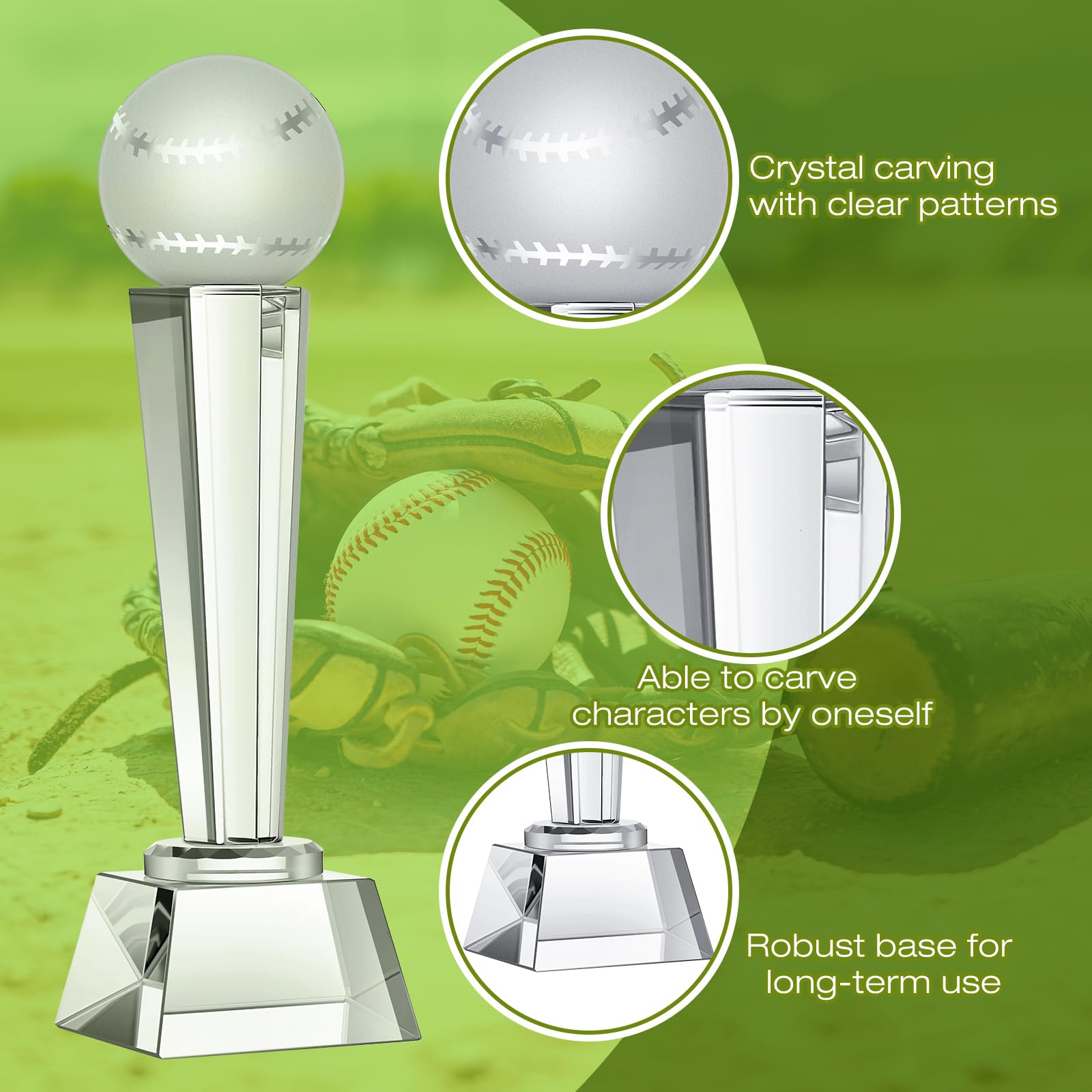 Meooeck 2 trofeos de cristal de 9 x 2.8 pulgadas con caja de regalo, trofeo grande, pisapapeles de vidrio, mesa de torneo, decoración de escritorio