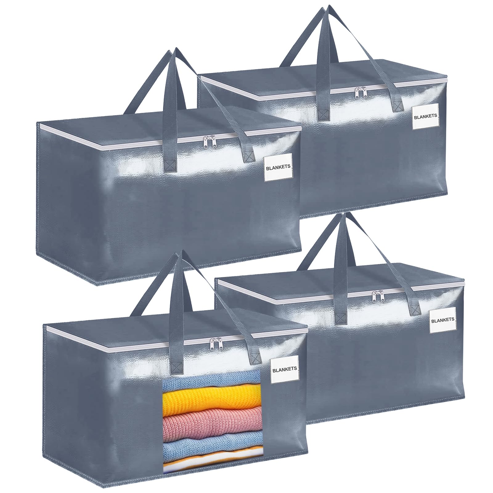 Sacs de rangement 105l imperméables grand sac de déménagement avec fermeture éclair et étiquette