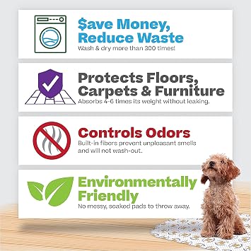 PoochPad Original Washable, Reusable Potty Pad (Medium, Pack of 3) - Unmatched Odor Control, Leakproof Puppy Training Pee Pad in Beige