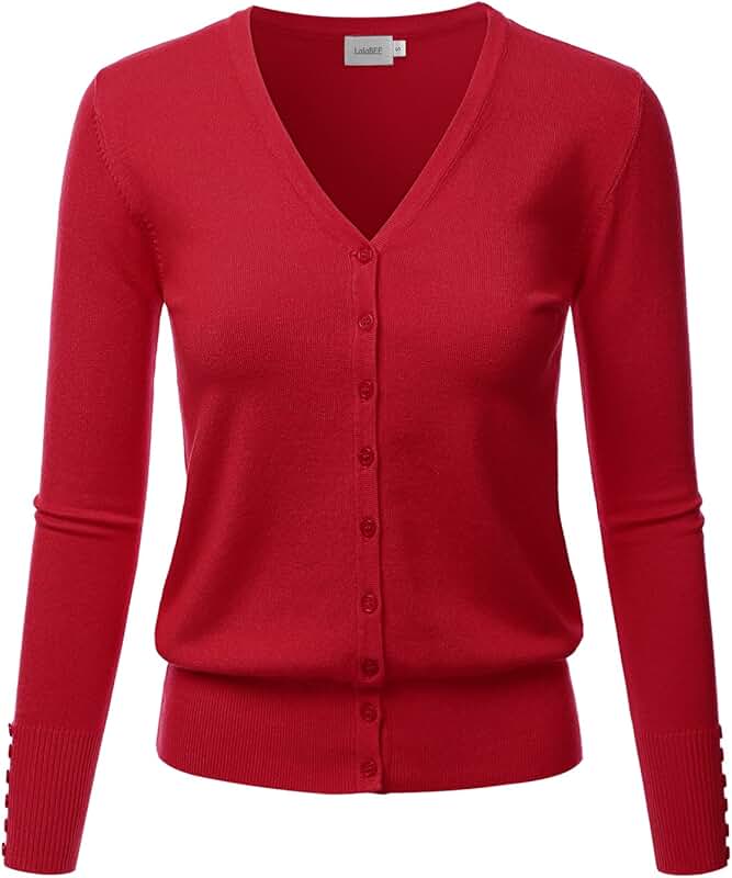 women bright red v neck sweater Sweaters / Clothing