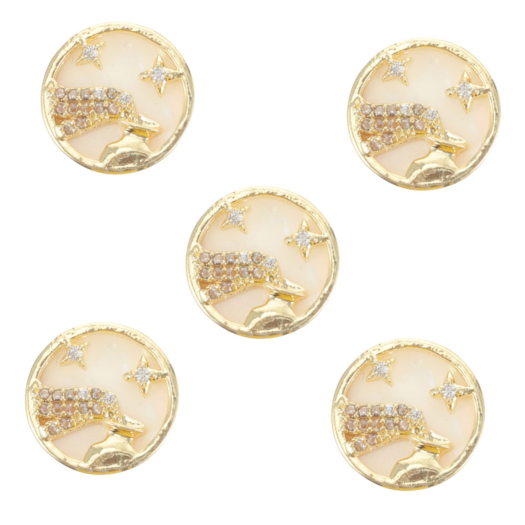 TOVINANNA Aquarius Nail Accessories 5pcs Manicure Metallic Studs Manicure Supplies Nail Art Decals Set