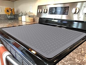 Stove Top Cover for Electric Stove - Silicone Stove Mat for Glass Top, Glass Cooktop Protector, XL Dish Drying Mats For Kitchen,Oven Covers for Electric Stove (Gray,30 x 21)