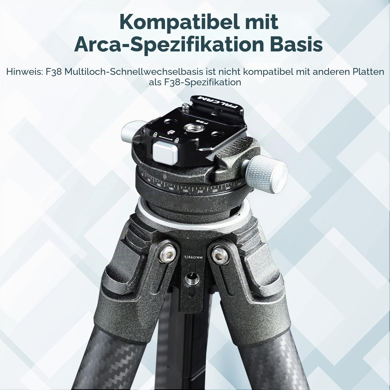 FALCAM F38 Schnellwechselplatten Kit V2, Basis und Platte, mit 1/4" & 3/8" Adapter, Aluminiumlegierung, Anti-Lockerungs-Design, kompatibel mit Arca Swiss, für Stative/Einbeinstative/Stabilisatoren
