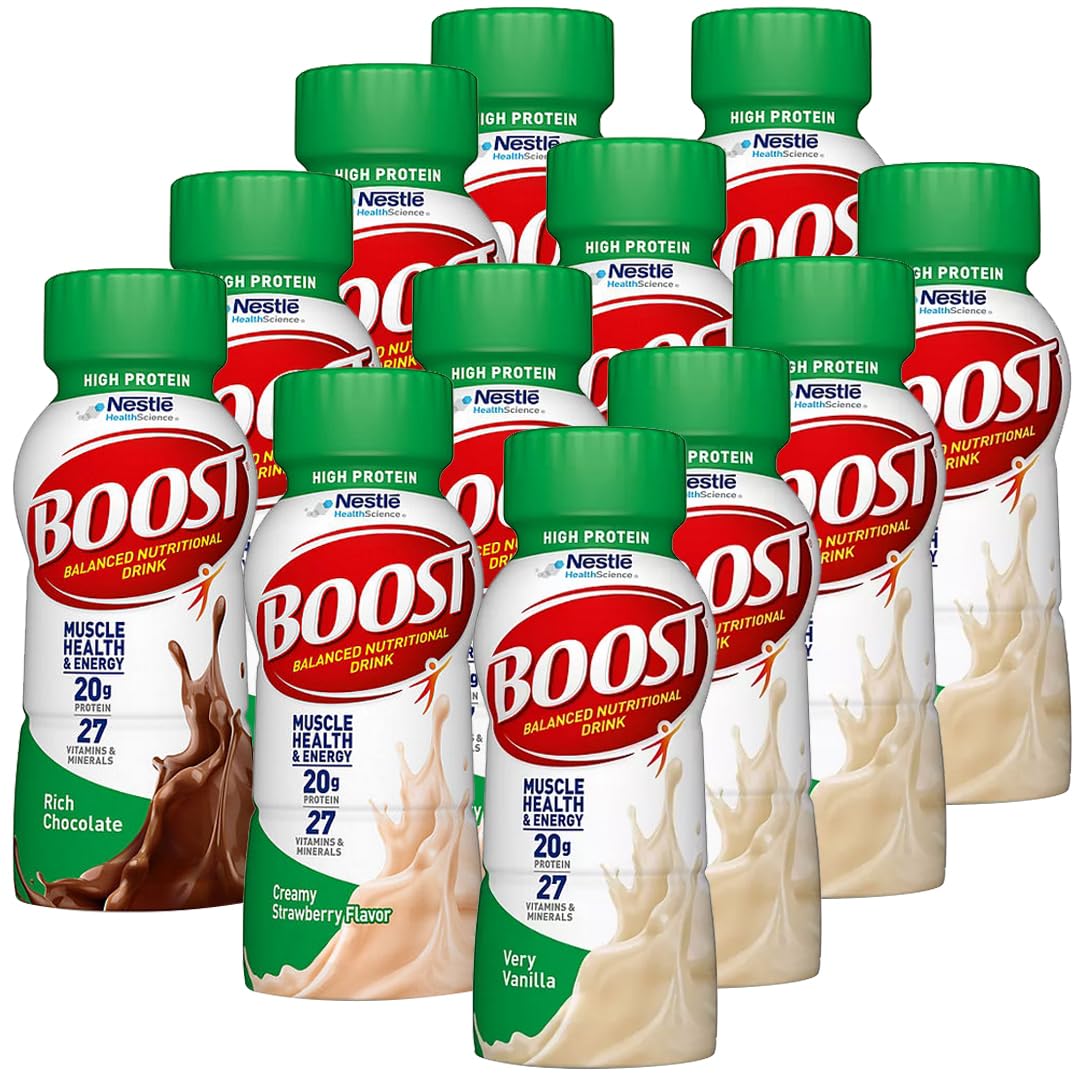 Sipbox Boost High 20g Protein Shake Variety | High Protein | Boost Rich Chocolate, Boost Creamy Strawberry, and Boost Very Vanilla Flavors | Variety Packs | 8 fl oz. (12 Pack, Variety Pack)