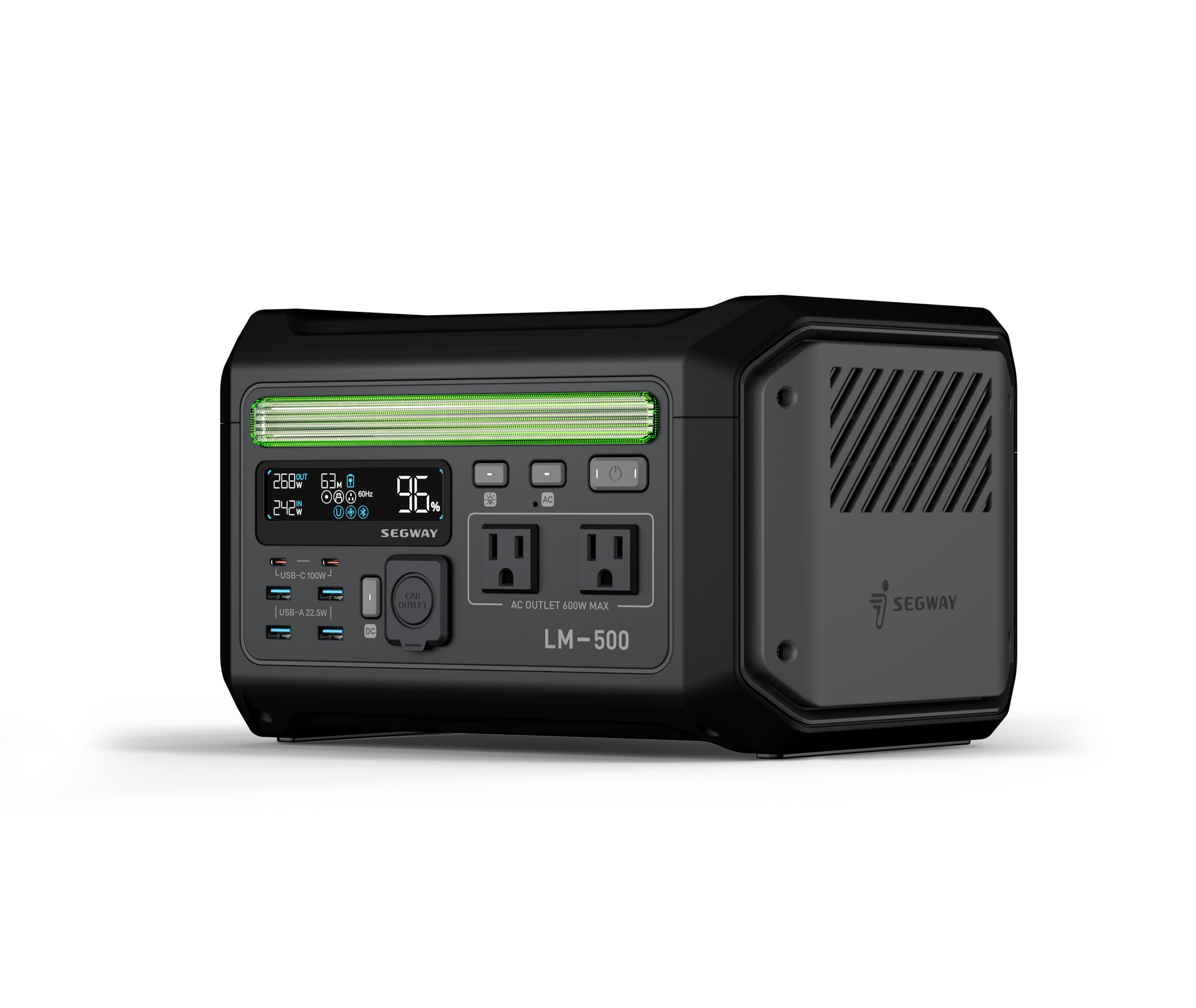 Segway Lumina 500 Portable Power Station with LiFePO4 Battery, 512Wh 9-Port PowerHouse, 600W AC Output Solar Outdoor Generator (Solar Panel Optional),100W USB-C PD Output