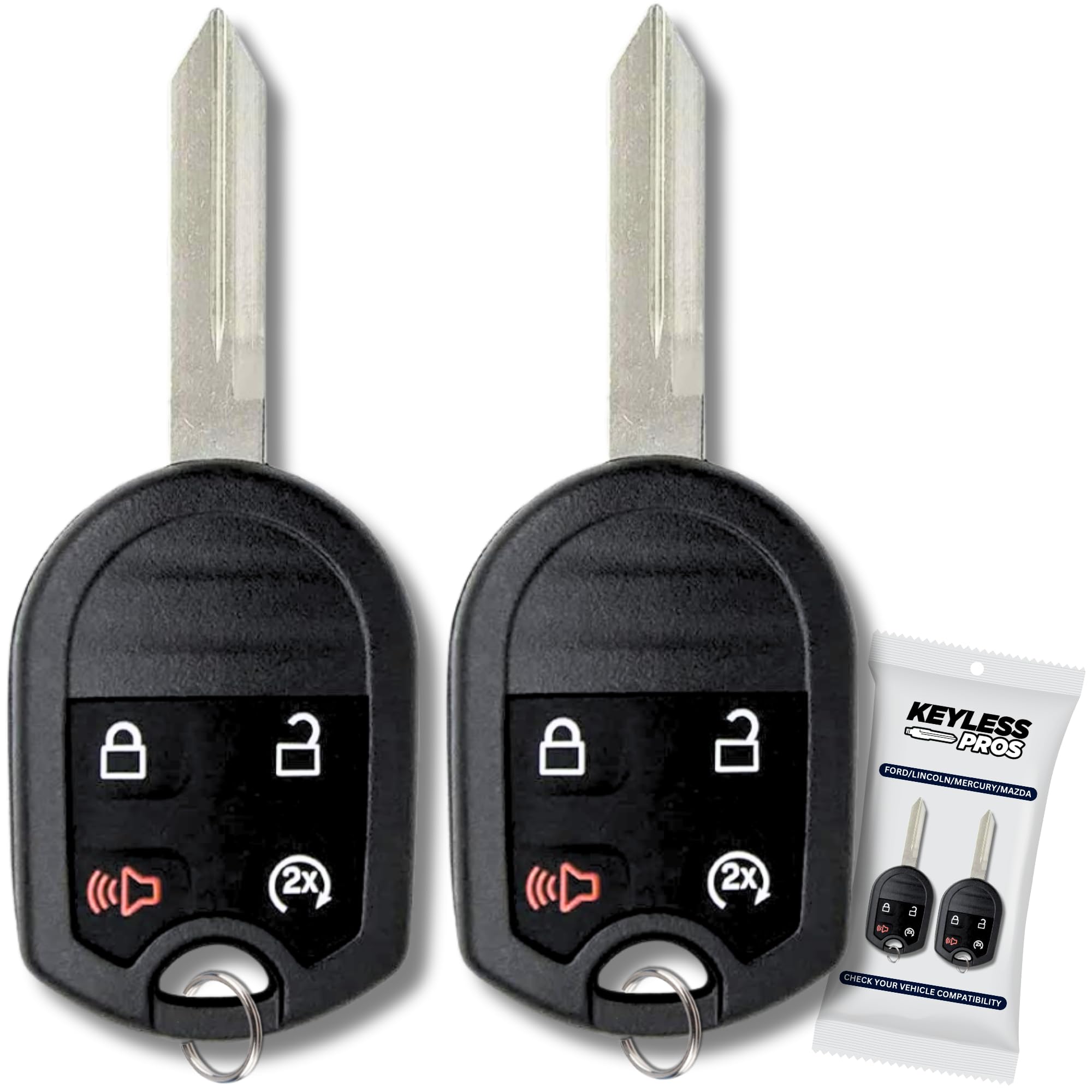 4-Button Keyless Entry Remote Key Fob Replacement, fits 2011-2015 Ford Explorer, 2011-2016 F150 F250 F350 F450, 2011-2014 Lincoln Mark LT, 2011-2016 Navigator, CWTWB1U793 (2-Pack)