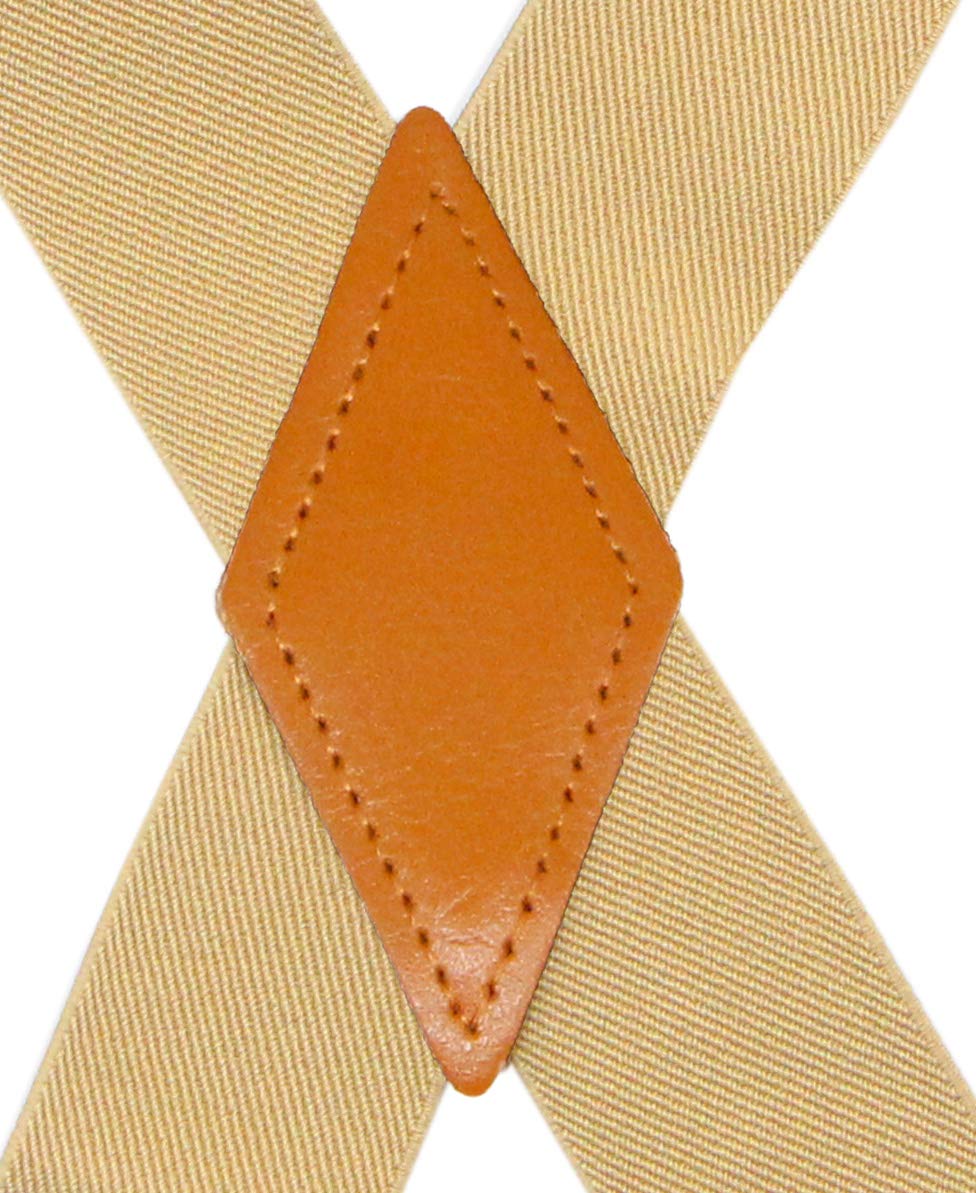 Doloise Adjustable Elastic X Back Style Suspenders for Men's and Women's With Strong Metal Clips (Champagne)