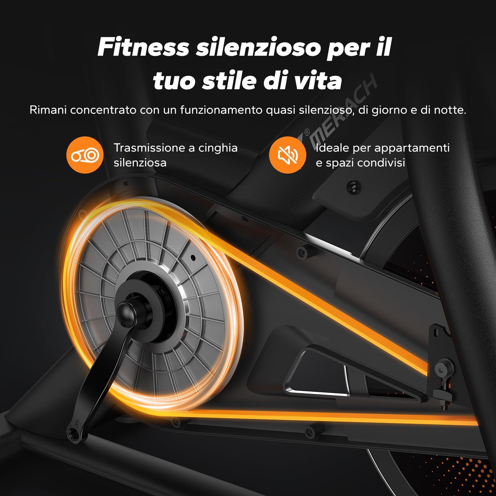 MERACH Cyclette, bicicletta con resistenza magnetica, silenziosa, con cuscino da seduta confortevole, per interni con supporto per tablet, applicazione propria, fino a 158 kg