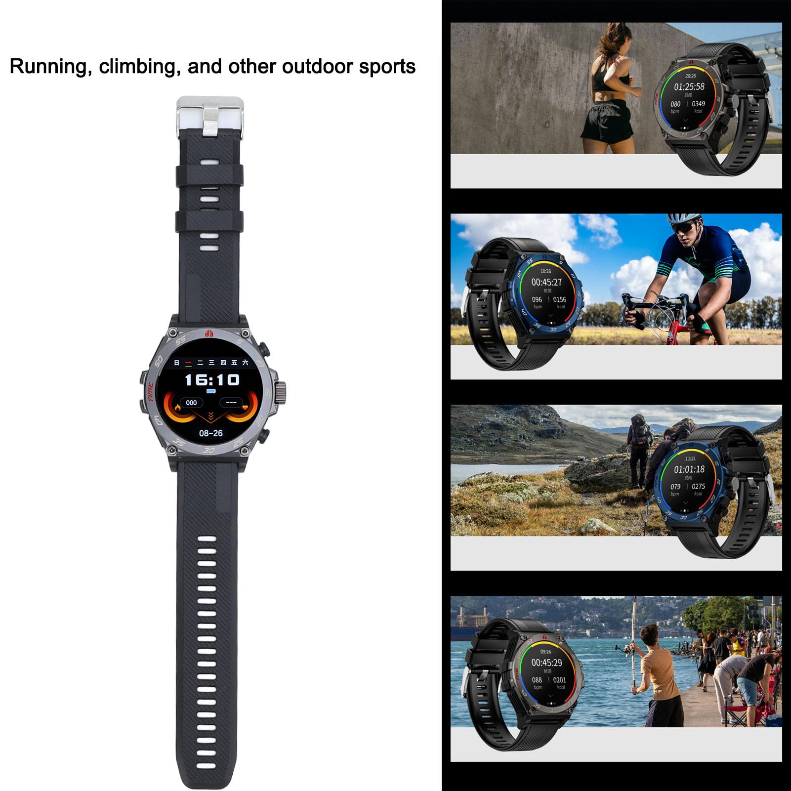Inteligentny Zegarek, Inteligentny Zegarek 1,53 Cala ze Słuchawkami Dousznymi, 400 MAh, Okrągły Smartwatch do Rozmów BT z płatnością Offline, do Biegania, Spacerów, Jazdy na