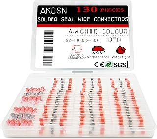 130 PCS Red Heat Shrink Butt Connectors,22-18 AWG, Self Soldering Butt Connector, Waterproof Solder Seal Wire Connectors, Butt Splice Wire Terminals for Automotive Marine Boat