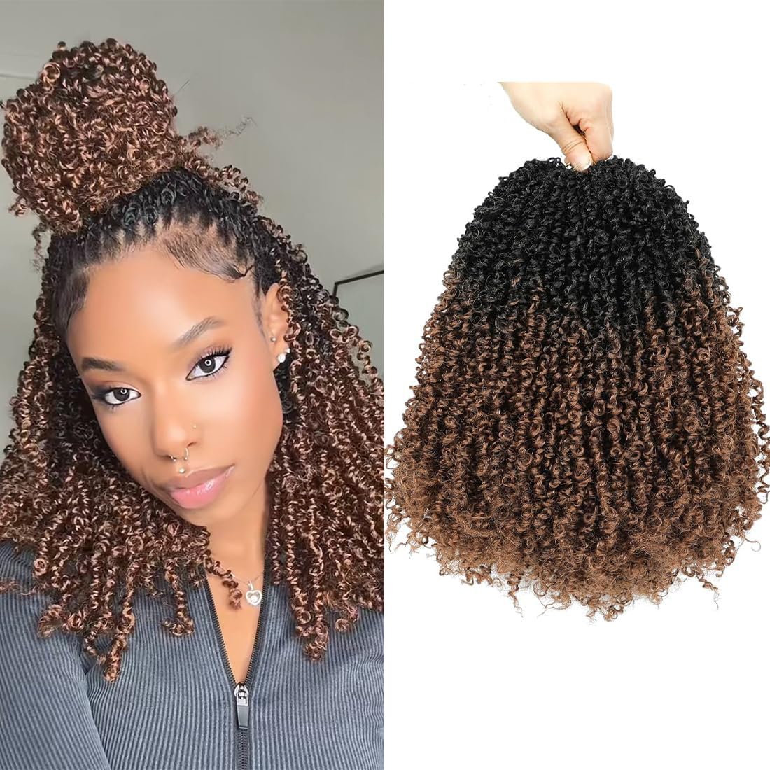 Youngther 16inch Yanky twist crochet hair Fluffy Spring Twist with curly crochet hair for black women Synthetic hair extension（16inch OT30 6PCS）