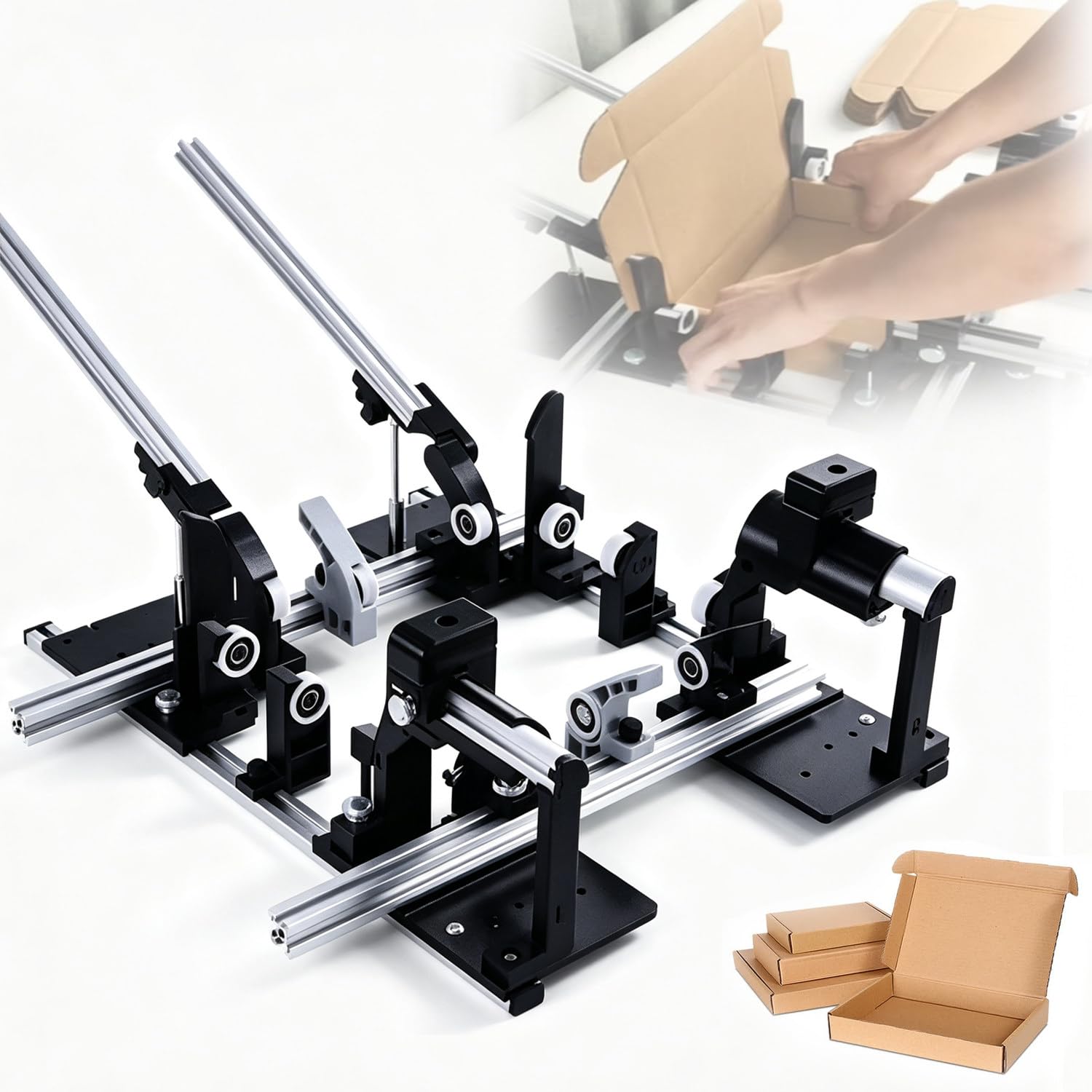 Plegadora universal de cajas ajustable en longitud y anchura para embalaje