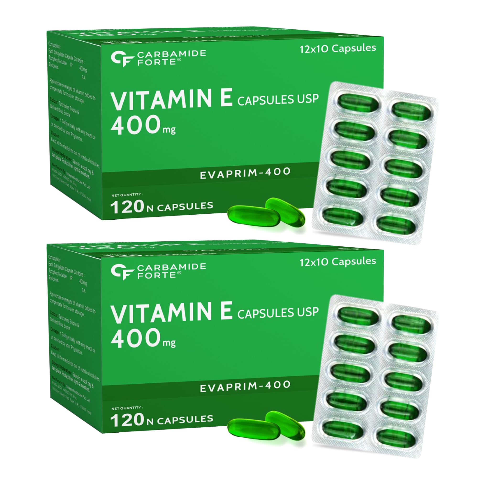 Carbamide Forte 400 mg Vitamin E Capsules for Face and Hair | 100% Natural VitaminE Supplement with Vitamin E Oil | Paraben Free - 120 Capsules — Amazon image 10
