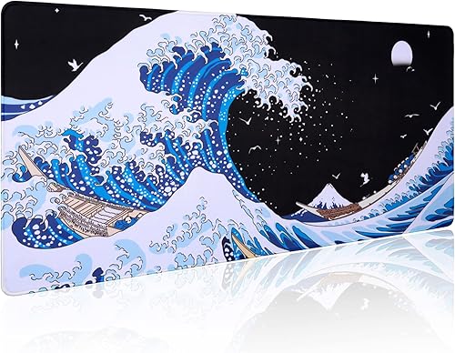 Miniatura 6 de Sea Wave - Alfombrilla de mouse de arte japonés para juegos, XL, grande, alfombrilla de escritorio larga extendida, alfombrilla de mouse grande,