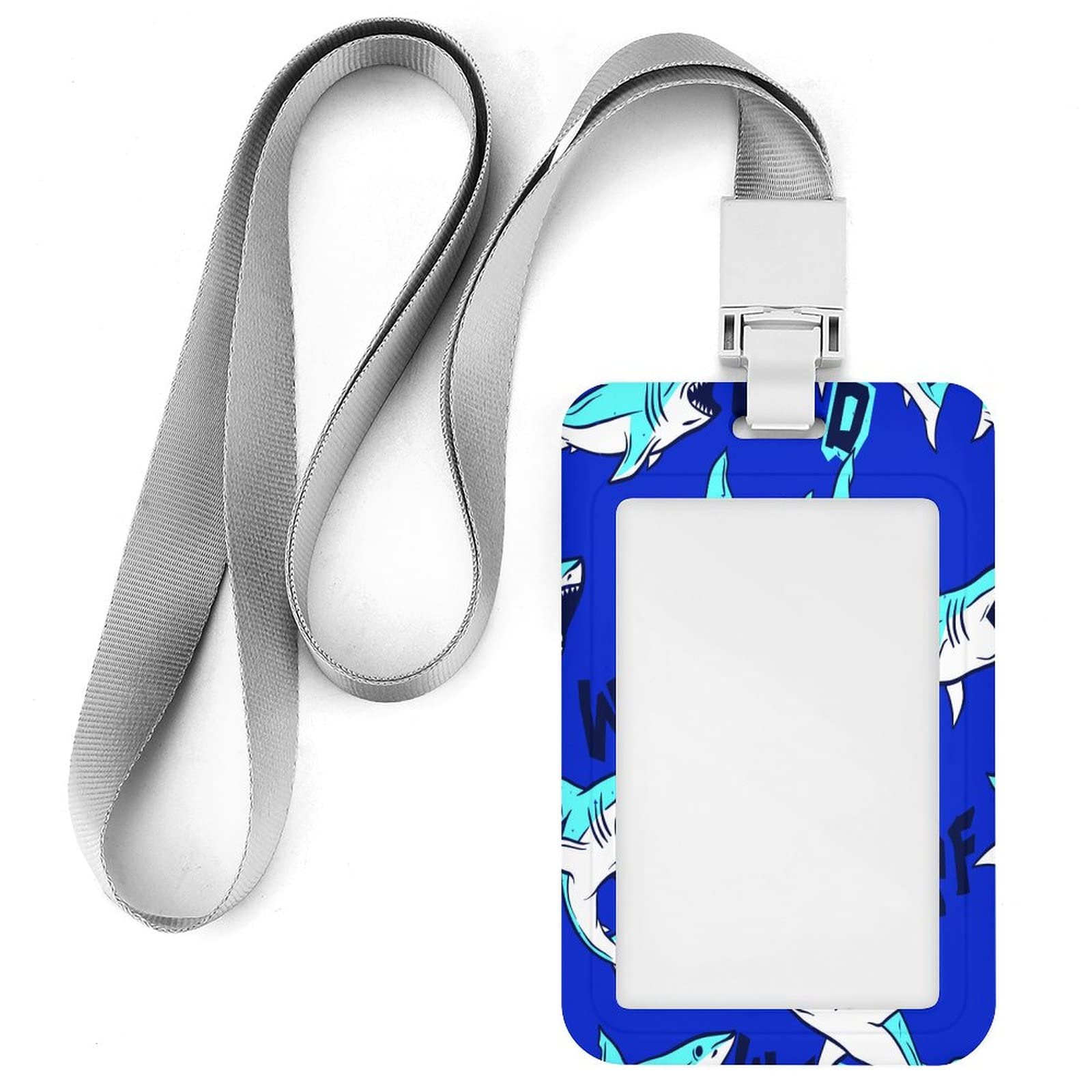 Shark Design Lanyard For Nurses Retractable Lanyard Cow Print ID Badge Holder - Breakaway Lanyard With Retractable Reel For Work & School Breakaway Safety Lanyard Cute Lanyards For Id Badges