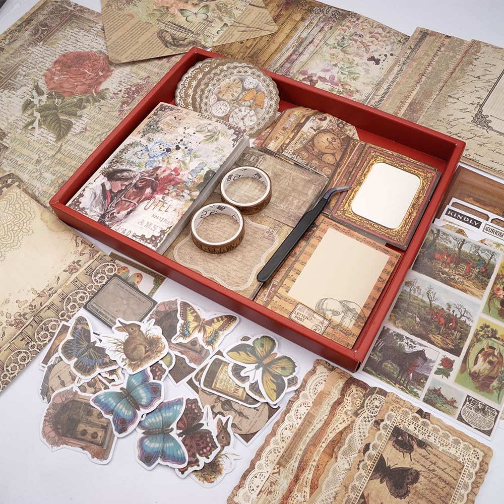 Kit Scrapbooking 230 Pezzi - Stickers Vintage, Carta Washi, Quaderni, Per Journaling E Fai Da Te - Foto 10
