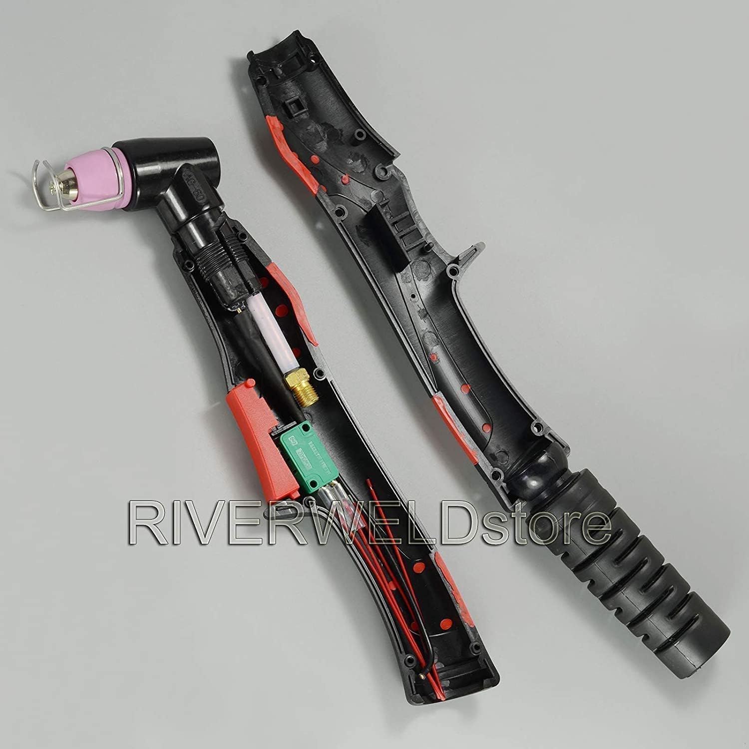 Disassembled WSD-60P Plasma Cutting Torch handle showing internal components