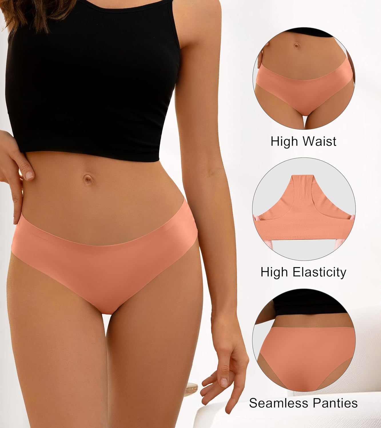 DEANGELMON Seamless Underwear for Women No Show Bikini Panties Comfortable Stretch Invisible Ladies Hipster Briefs - Image 3