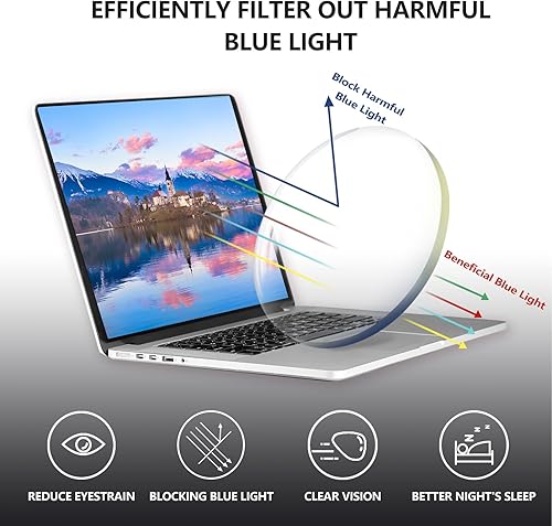 Miniatura 7 de OPTOFENDY Lentes de luz azul para mujer, TR90, con bloqueo de luz azul, alivian la fatiga ocular y anti rayos UV400