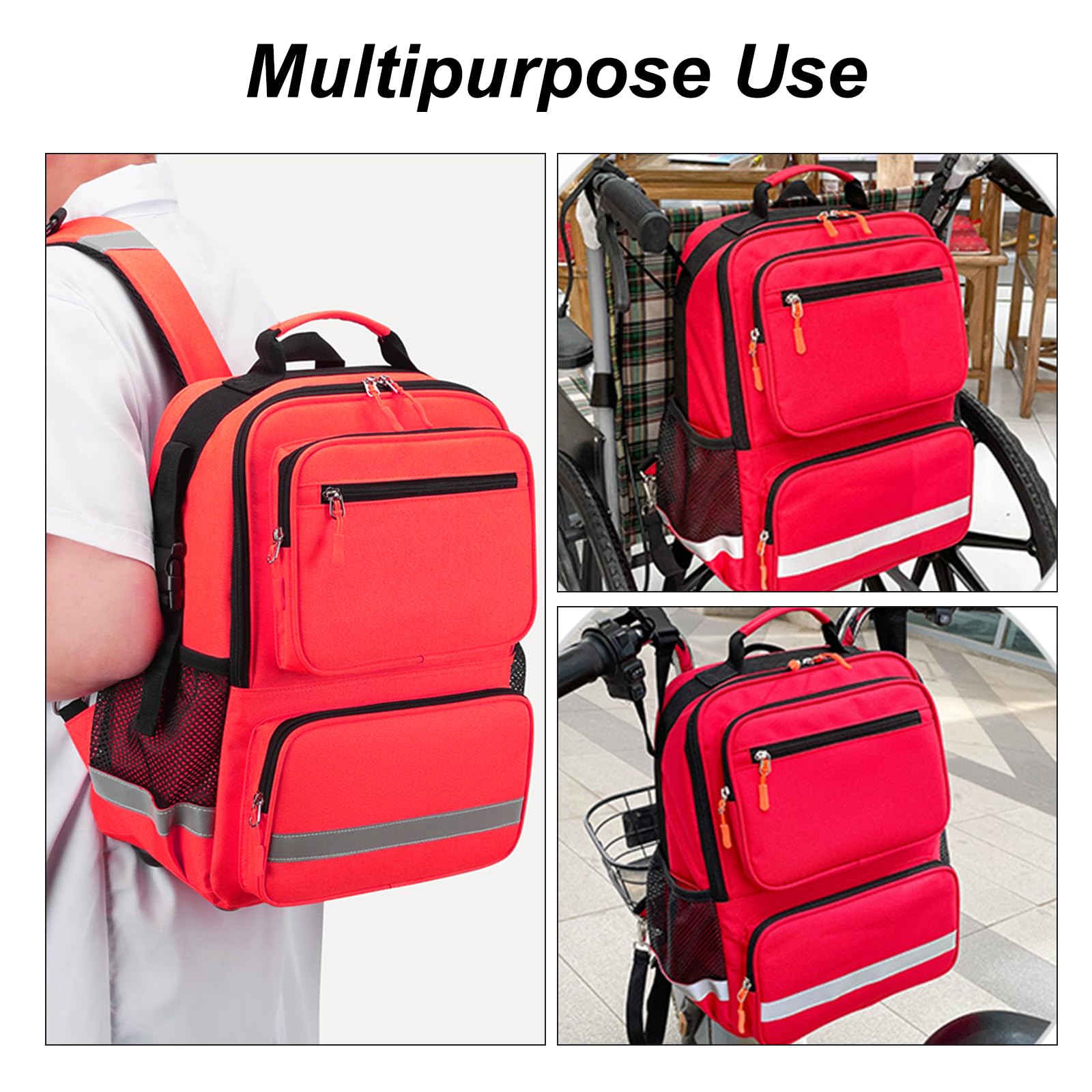 Bolsa de primeros auxilios Mochila médica vacía,Mochila Trauma con Reflectante,Kits de Emergencia Médica para Viajes al Aire Libre Camping