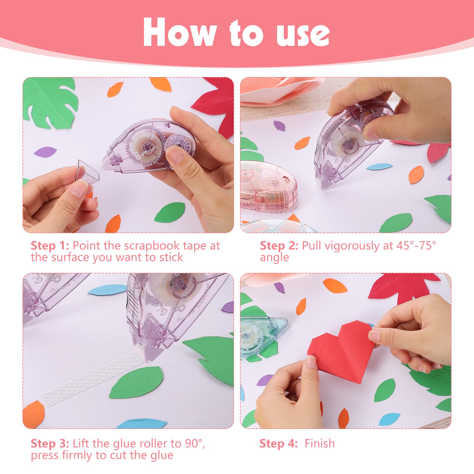 Roller Colle ZWZNBL Lot De 4 Rouleaux De Colle Double Face Pour Travaux Manuels Scrapbooking Materiel