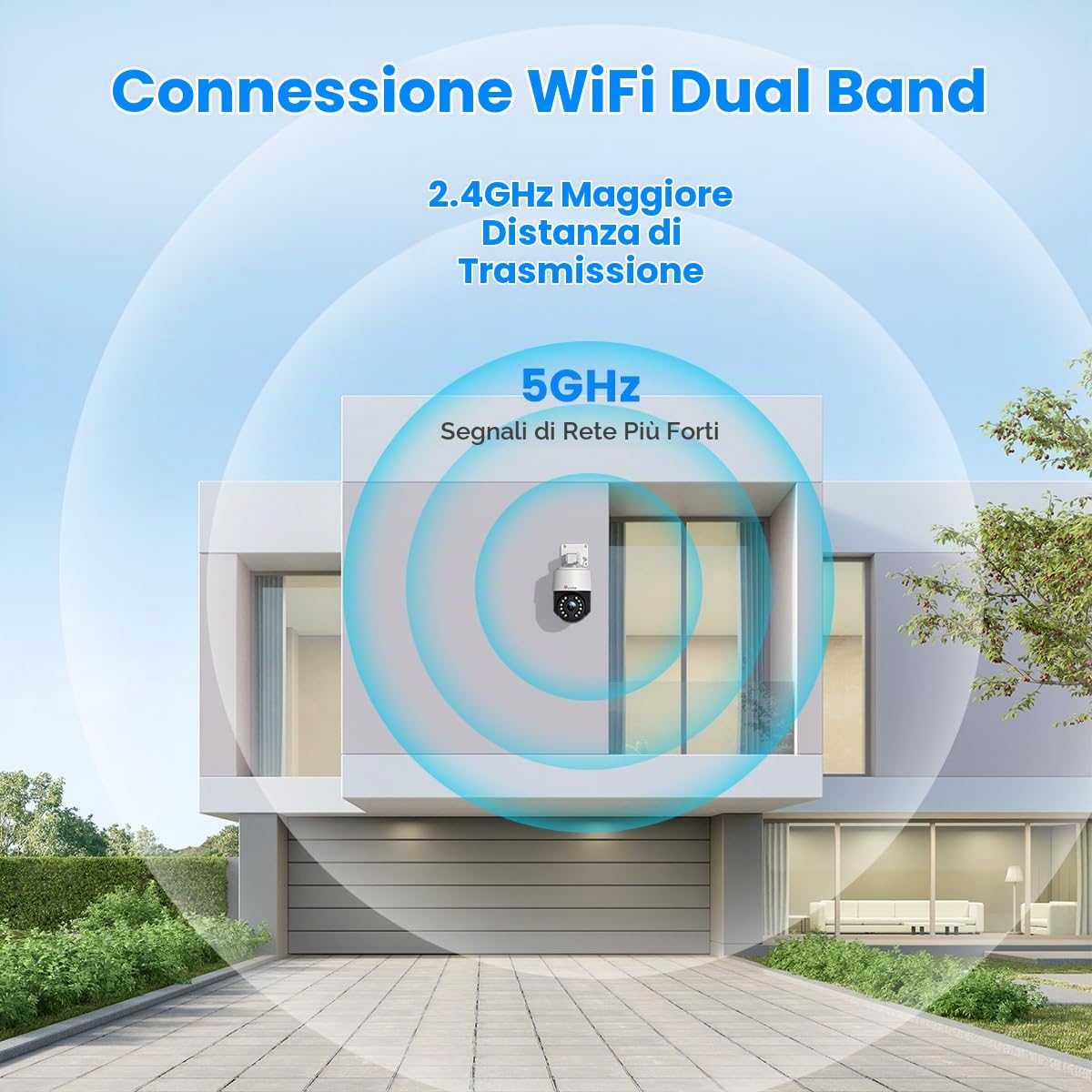 Ctronics 4K 8MP 5X Zoom Ottico Telecamera Wi-Fi Esterno | 2,4/5Ghz Rilevamento Persone/Veicoli/Animali Auto Tracking 50M Visione Notturna a Colori Audio a 2 Vie Metal/Cloud