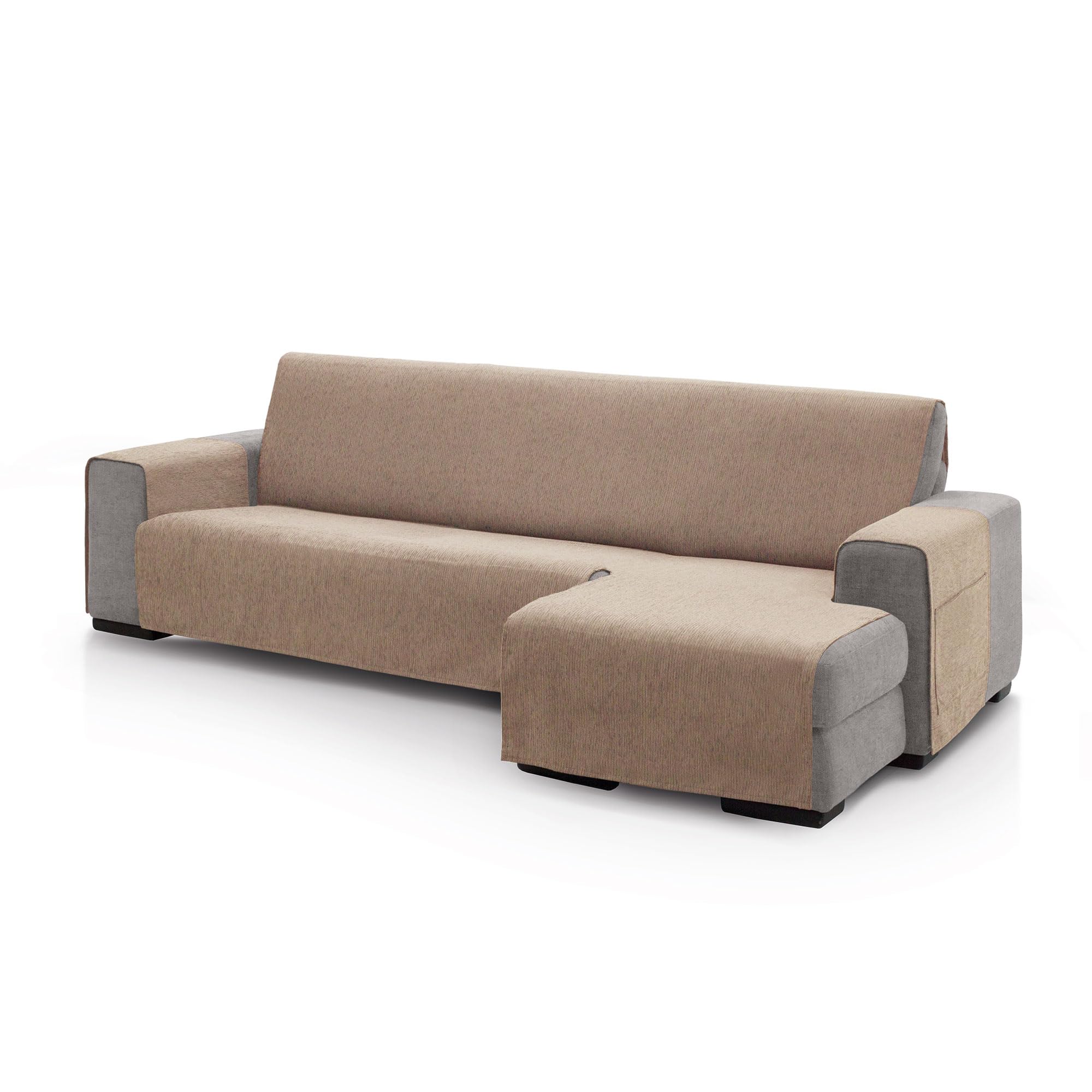 Right Arm Chaise Longue Sofa Cover 280 (Front View) | PEGO Model | Linen | Chenille Extra Soft Touch, Quality Chaise Protector Made in Spain with Recycled Material