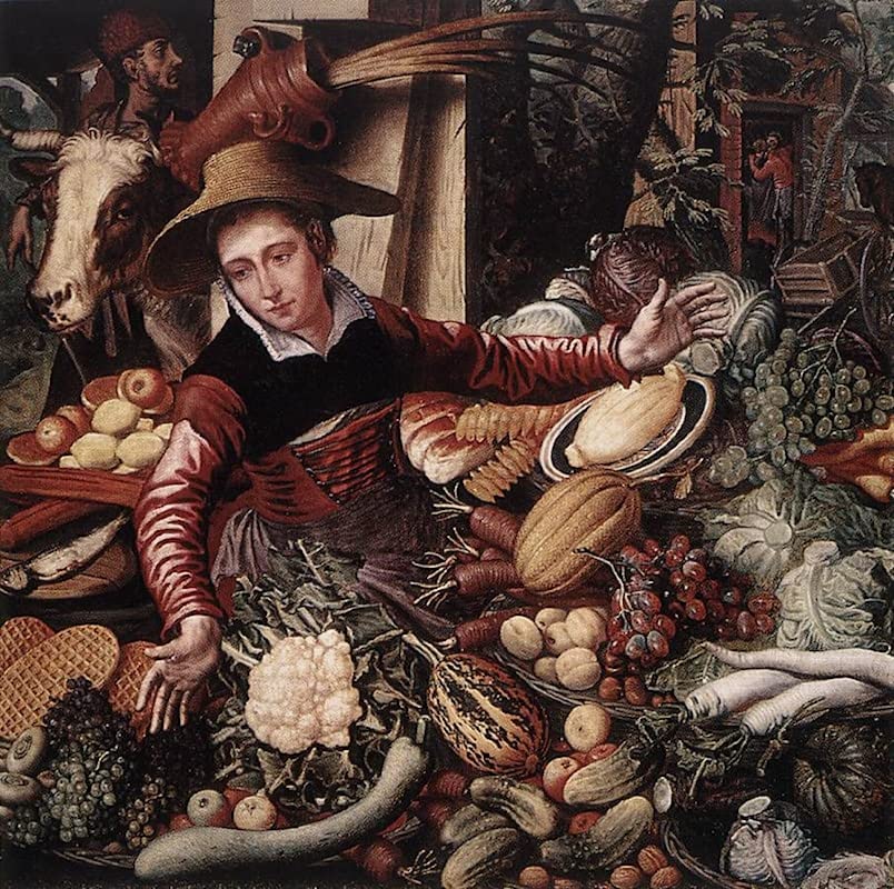 Toile pour décoration murale grand format 60x90cm tableau vendeur de légumes