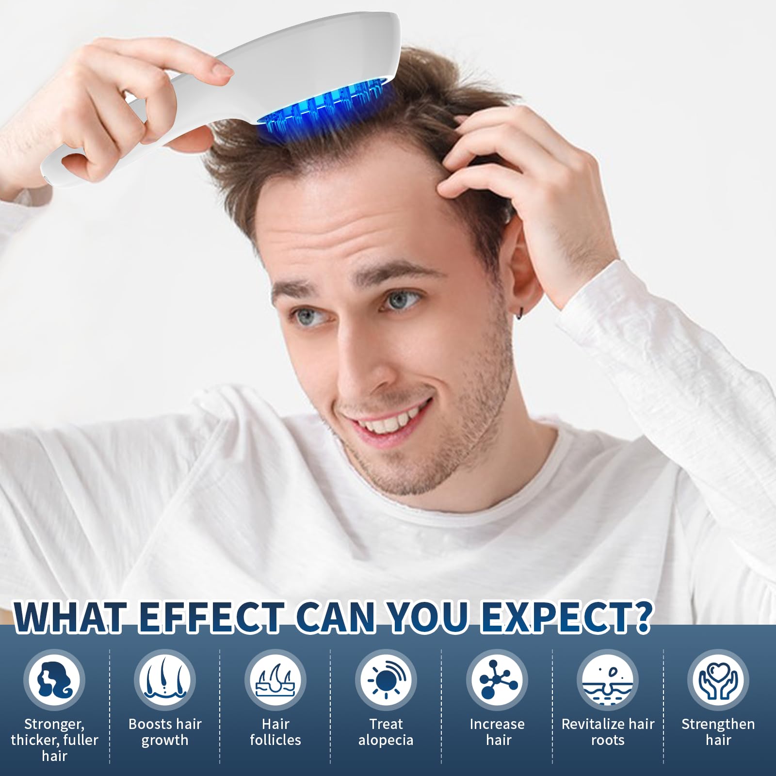 iKeener Laser Comb,Red&Blue Light Therapy to Eliminate Hair Loss,Portable Prevent Hair Loss Comb,Red Light Therapy Promote Hair Growth,Stimulate Hair Follicle Activation&Hair Repair,Blue Light Clean - Image 4