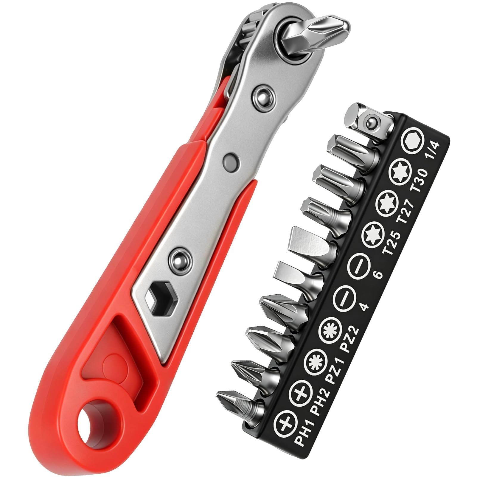 Right Angle Phillips Magnetic Screwdriver 1/4” PH2 Mini Ratchet Wrench Set
