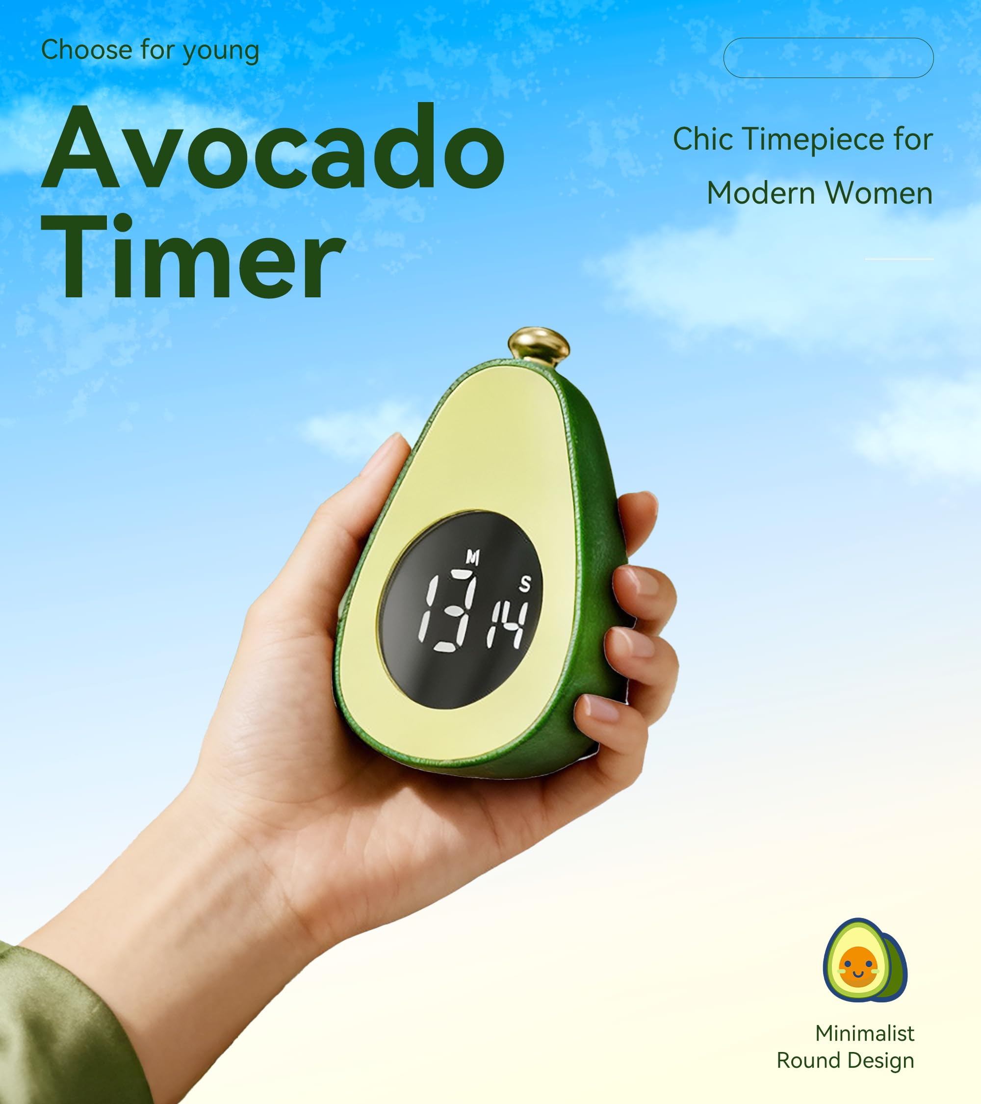 Avocado Digitaler visueller Timer für Kinder, Töpfchentraining-Timer für Kleinkinder, Avocado