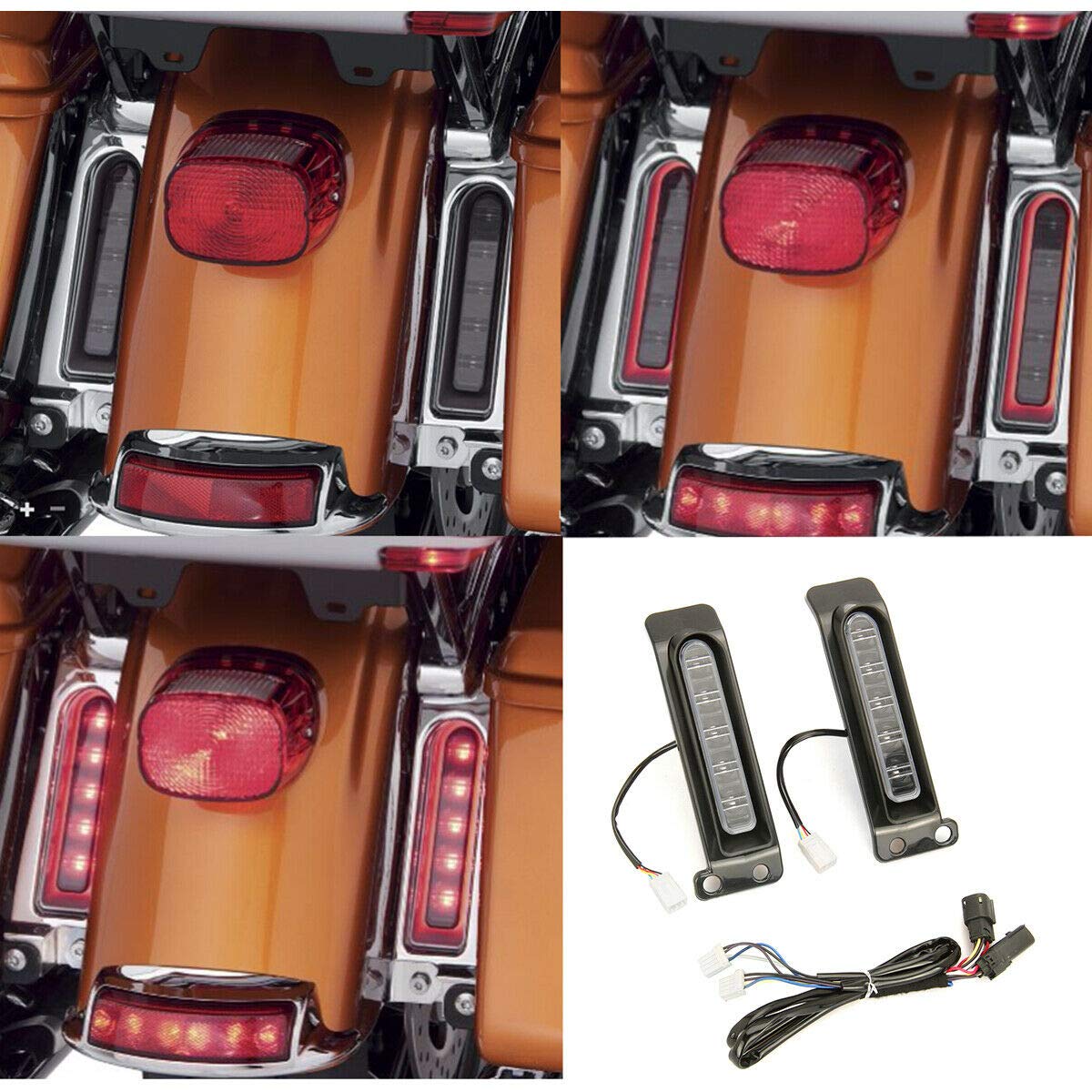 INDNICE Electra Glo Keystone Auxiliary LED Run/Brake/Turn Lamps For Harley FLHTCU rear fender side light FLHTK 14-18