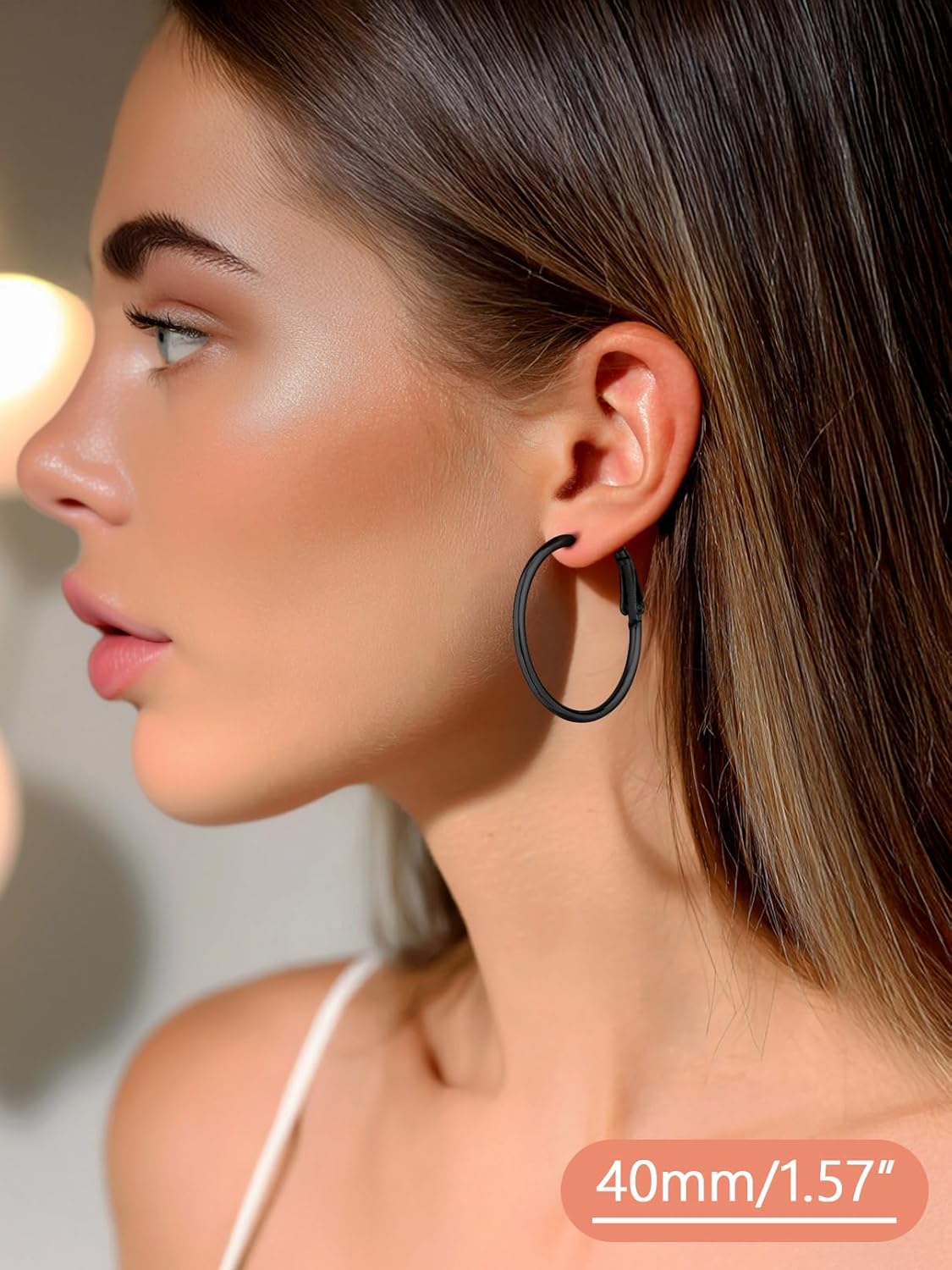 FaithHeart 2mm Thin Hoop Earrings for Women Hypoallergenic, Silver/Black/14K Gold Plated Stainless Steel Large Hoop Earrings for Women Lightweight Earring Trendy Jewelry, 20mm-100mm - Image 2