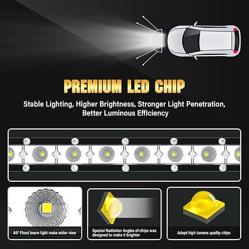 Miniatura 3 de Willpower Barra de luz LED de una sola fila de 13 pulgadas, 60 W, haz de inundación, luz delgada todoterreno, lámpara de trabajo antiniebla, luces