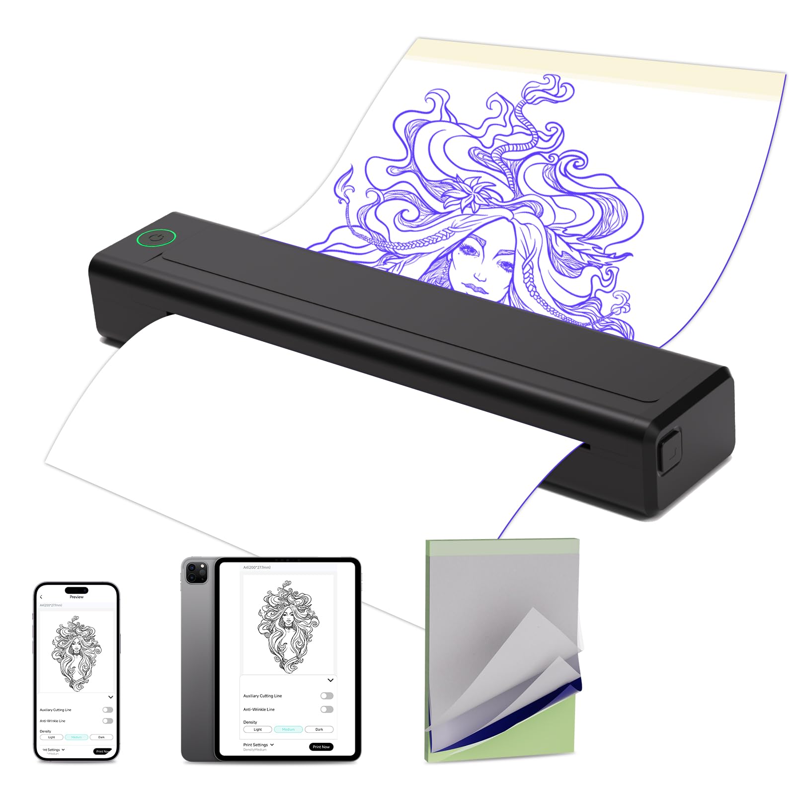 INKin H1 Impresora Térmica Tatuaje Bluetooth Inalámbrica USB Compatible Smartphone