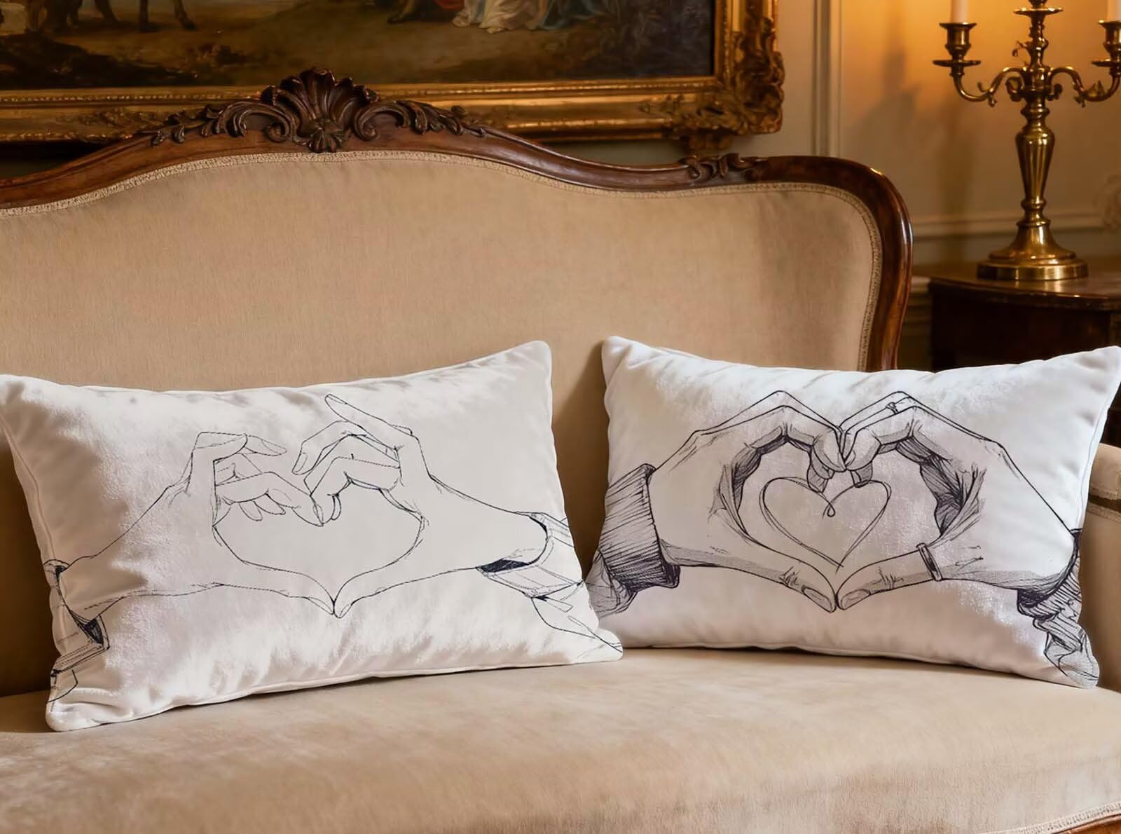 Housse de coussin velours crème 70x90 protège grand oreiller lot de 2