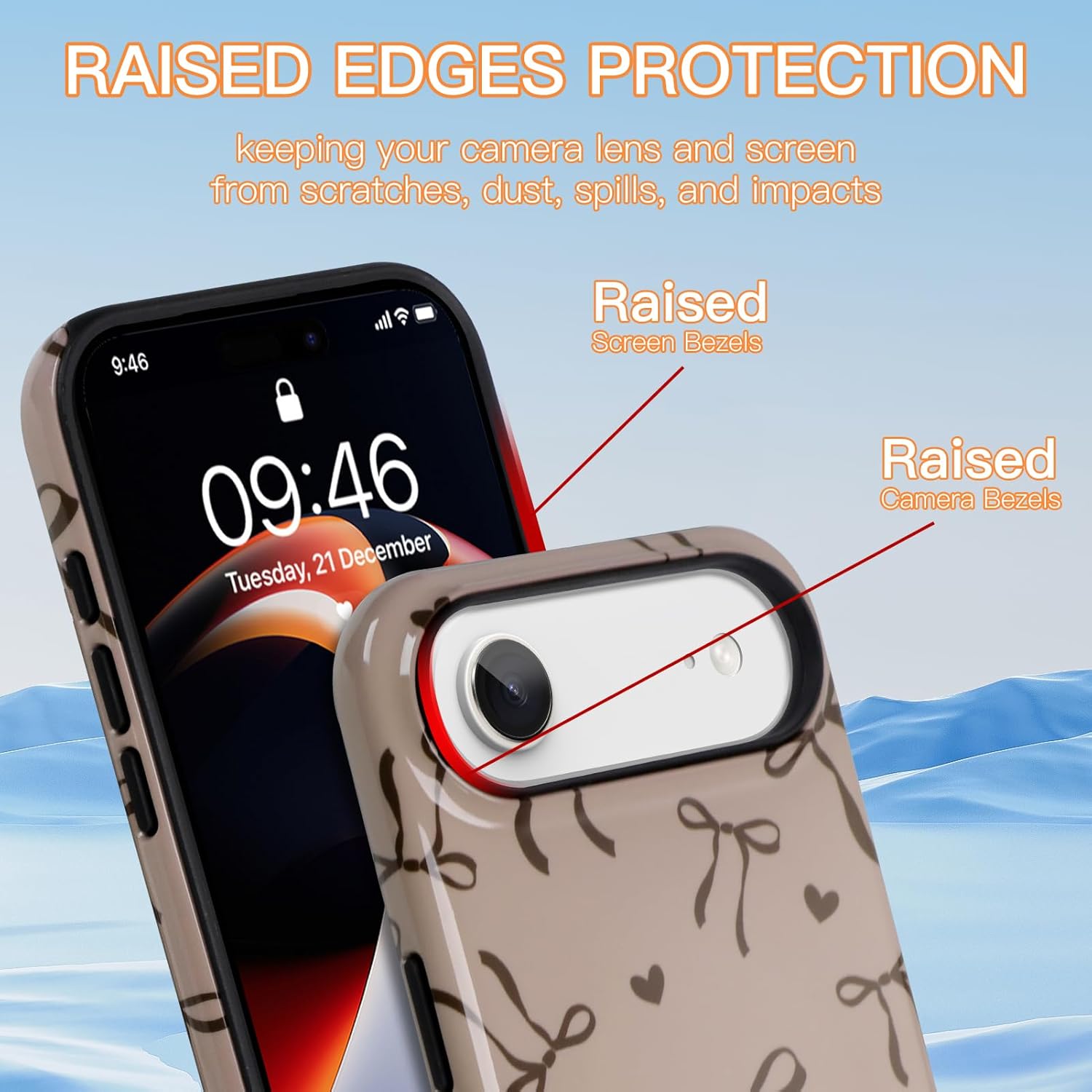 KANGHAR Case for iPhone Air Compatible with Magsafe Cute Brown Bows and Hearts Scratch Resistant Hybrid 2-Layer Hard Protective Phone Cover for Girl Women Boy Men 6.7 Inch