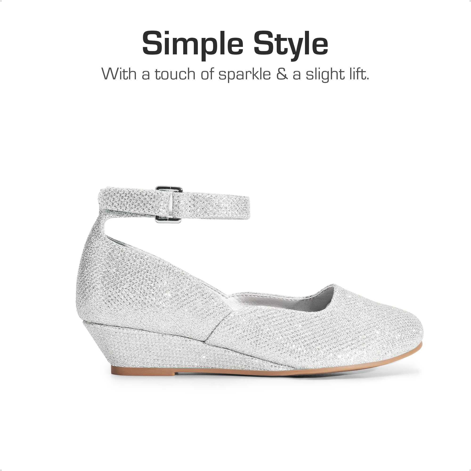 DREAM PAIRS Zapatos de Vestir para Niñas con Tacones Bajos de Cuña y Correa al Tobillo para Bodas y Fiestas de Flores para Niños Pequeños y Grandes
