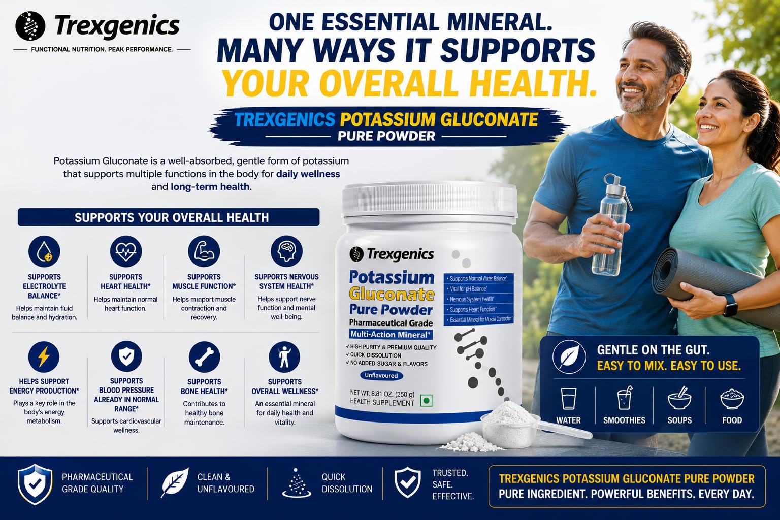 Trexgenics POTASSIUM GLUCONATE Pure Powder for SENSITIVE GUT, Pharmaceutical Grade Electrolyte Balance, Nerve & Muscle Health (250 gram / 8.81 OZ) — Amazon image 5