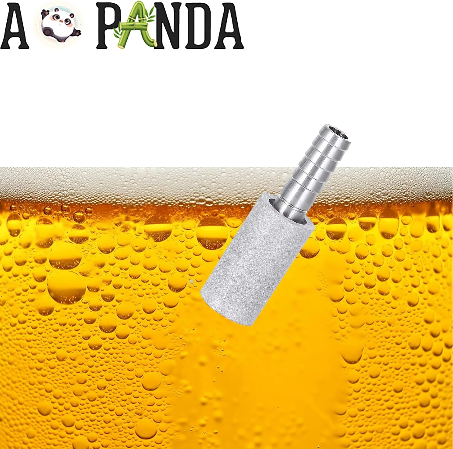 AOPANDA 2PCS 0.5 Micron Diffusion Stone Stainless Steel Aeration Stone Carbonating Stone with 1/4" Barb for Homebrew Wine Beer Soda Air Stone