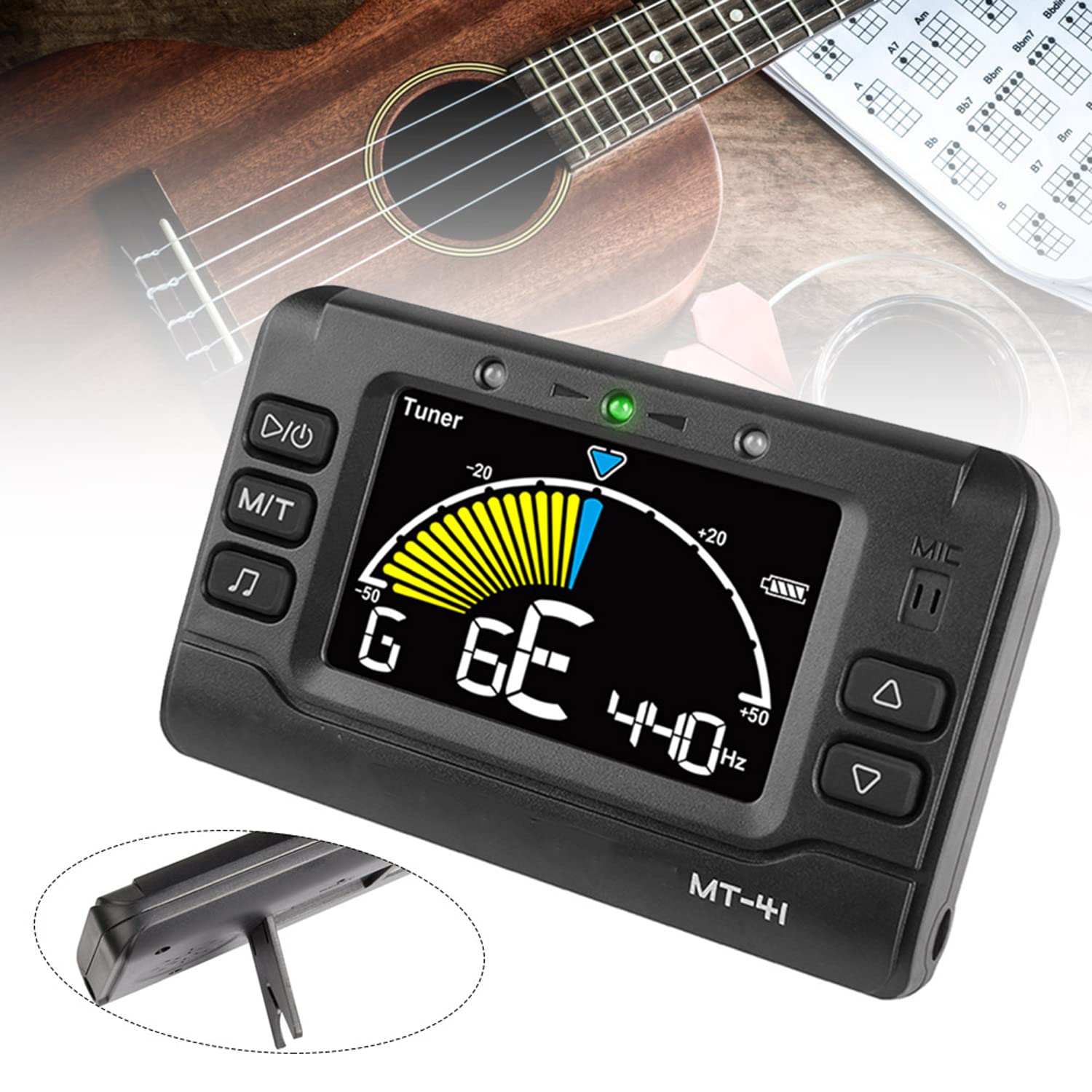 Accordatore digitale ricaricabile per chitarra, metronomo, con ampio display per chitarra, basso, violino, ukulele, pianoforte e batteria, preciso e facile da usare