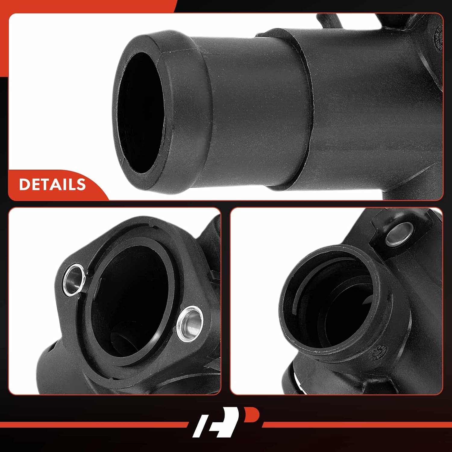 A-Premium Engine Coolant Thermostat Housing Water Outlet [with Seal] Compatible with Volkswagen - Jetta 1993-1996, Passat 1993-1997, Golf 1996-1998, 1.9L - Front Side