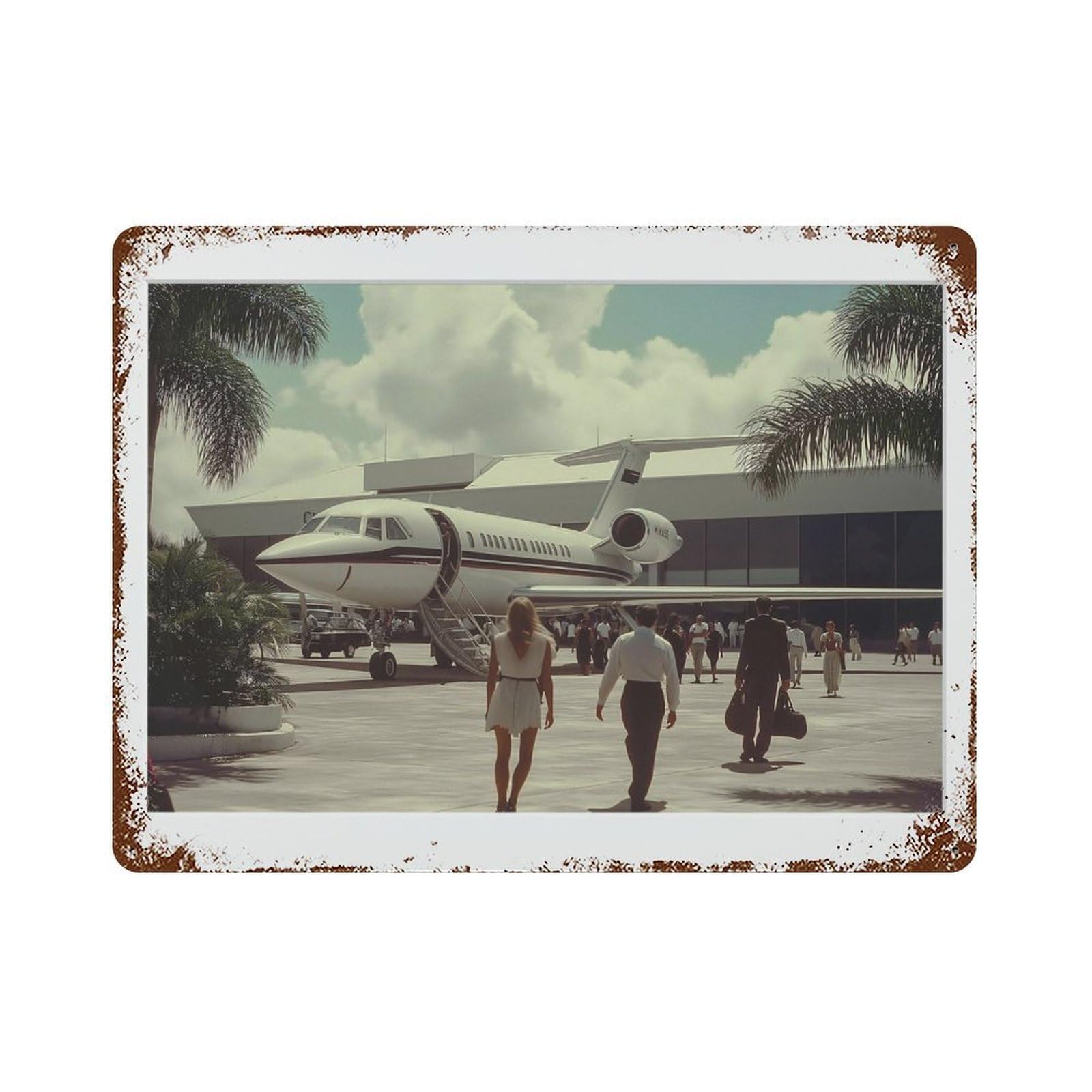 xiaoxiaoshen Jet at Airport, Photography S Wall Decor Art Metal Tin Poster Modern Home Decor Art Home Bar Shop Decorations Vintage Sign 30x40cm
