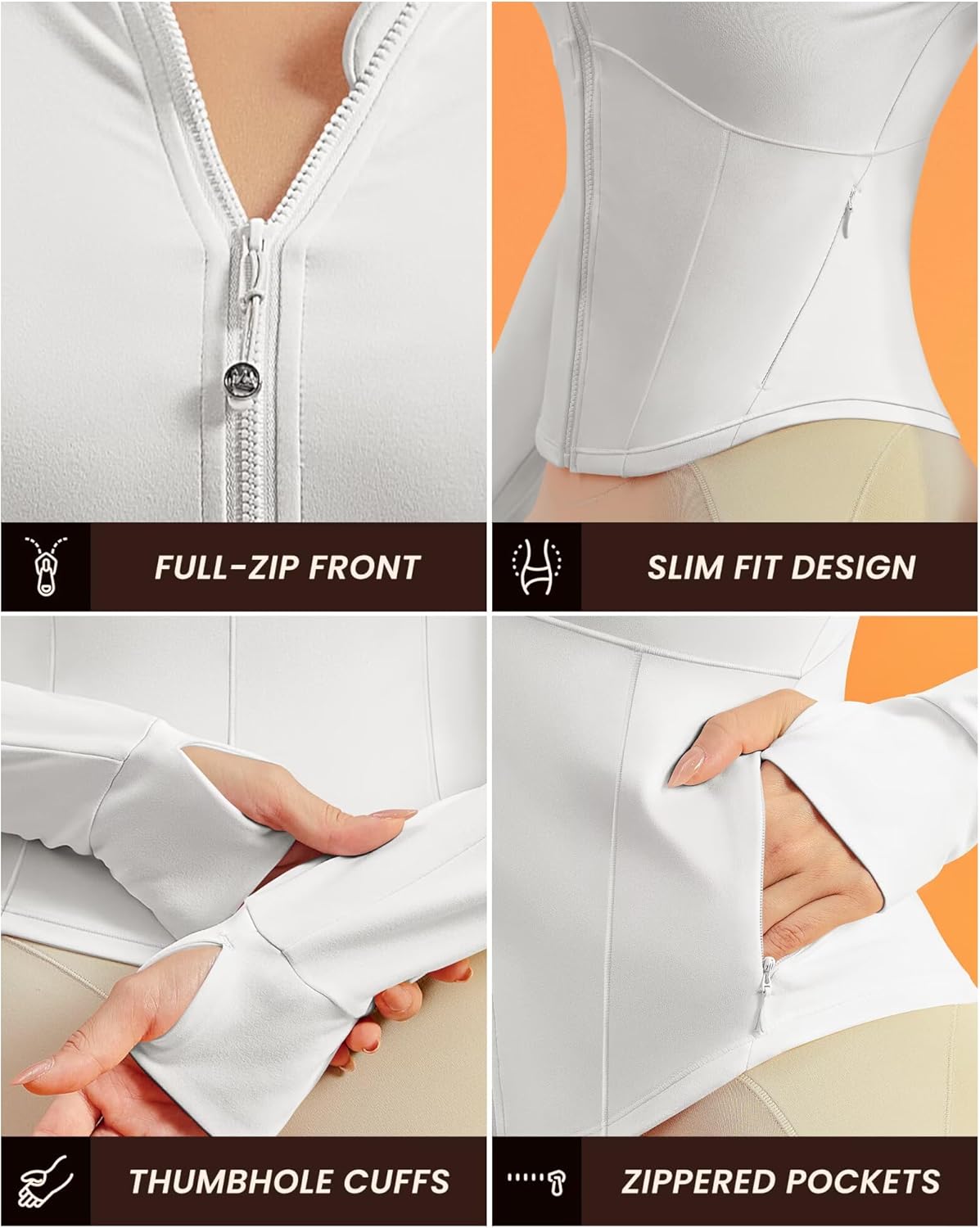 QUEENIEKE BareLuxe Corset BBL Jacket for Women Zip Up Waist-Length Cropped Running Workout Athletic Top with Thumb Holes - Image 5