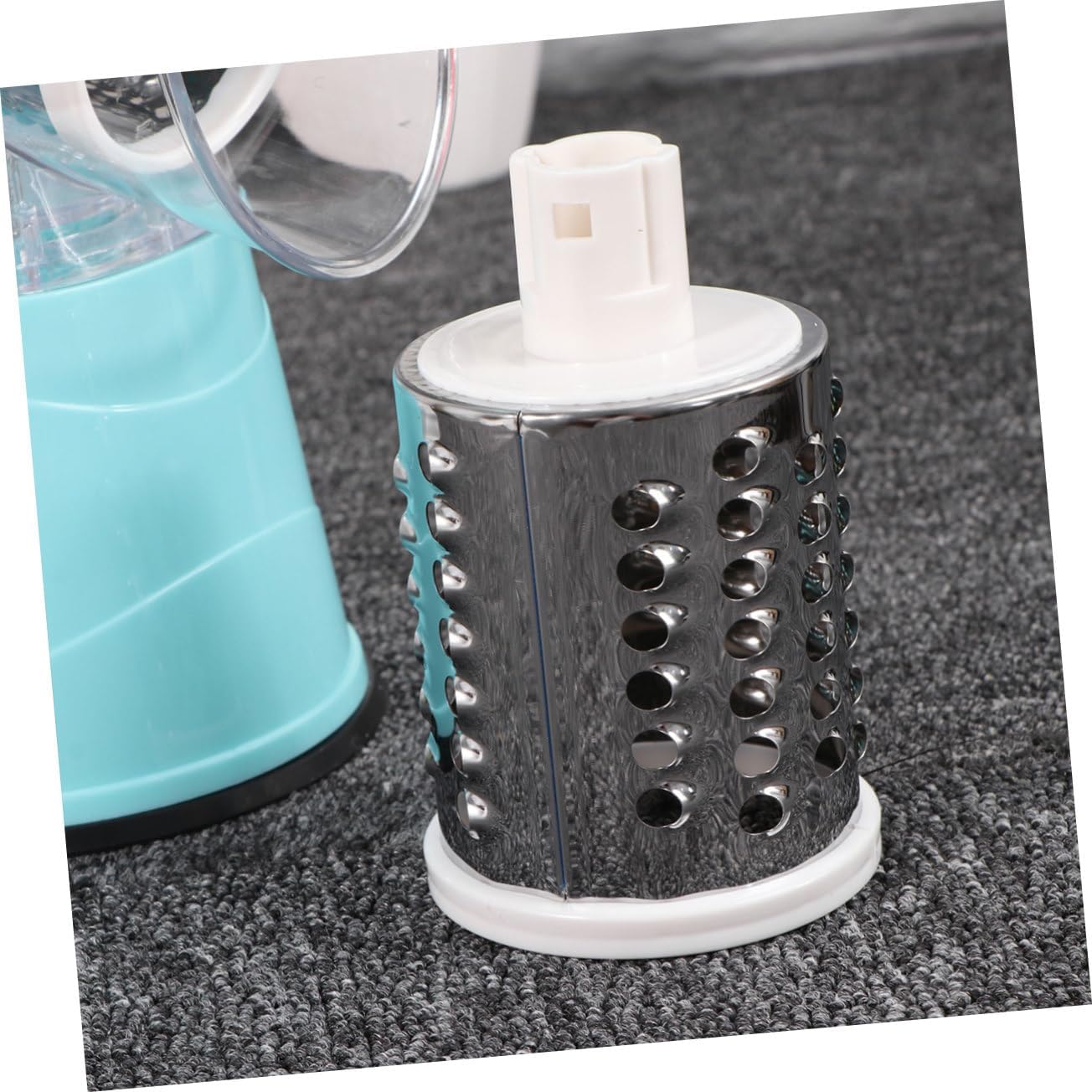 Multifunctional Vegetable Cutter Slicer with Rotating Hand Crank for Potatoes Carrots Cucumbers Easy Clean Suction Base Safe Use Sky-blue