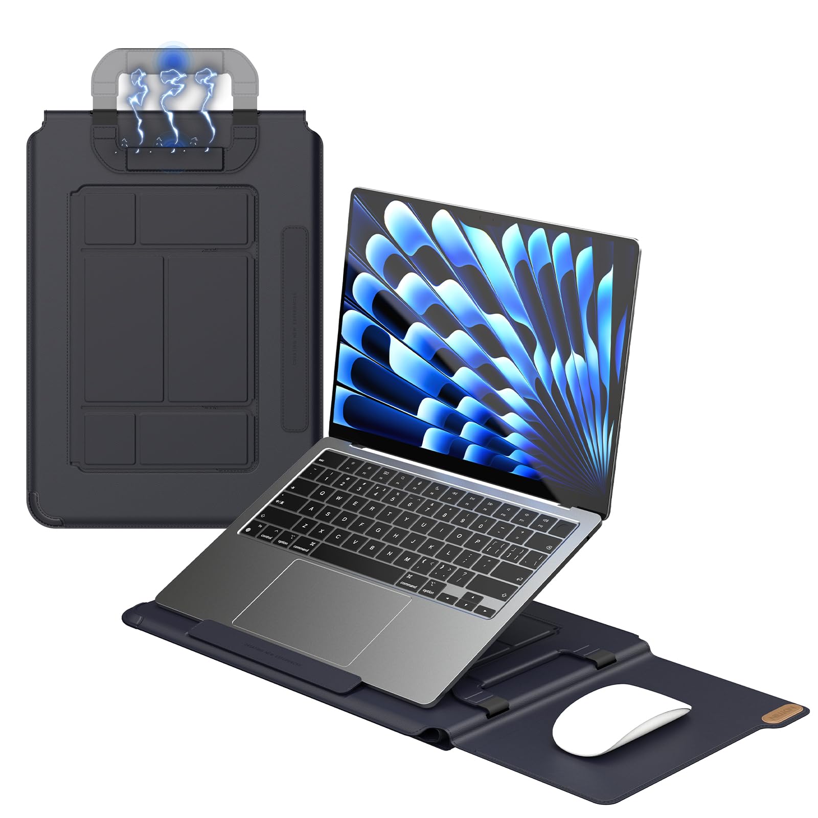 Nillkin Borsa per computer portatile da 15 a 16 pollici, con impugnatura magnetica, supporto regolabile e cinturino da polso, per MacBook Pro 16 pollici/Huawei/Xiaomi/HP