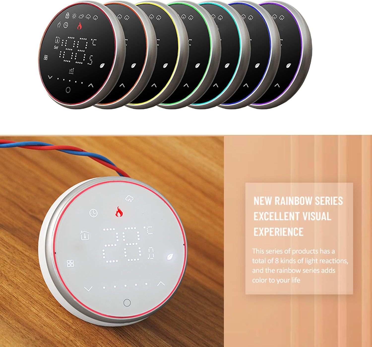 Smart Thermostat, LED Display Round Digital Thermostat Programmable Smart Home Thermostat for Home Appliances (Black)