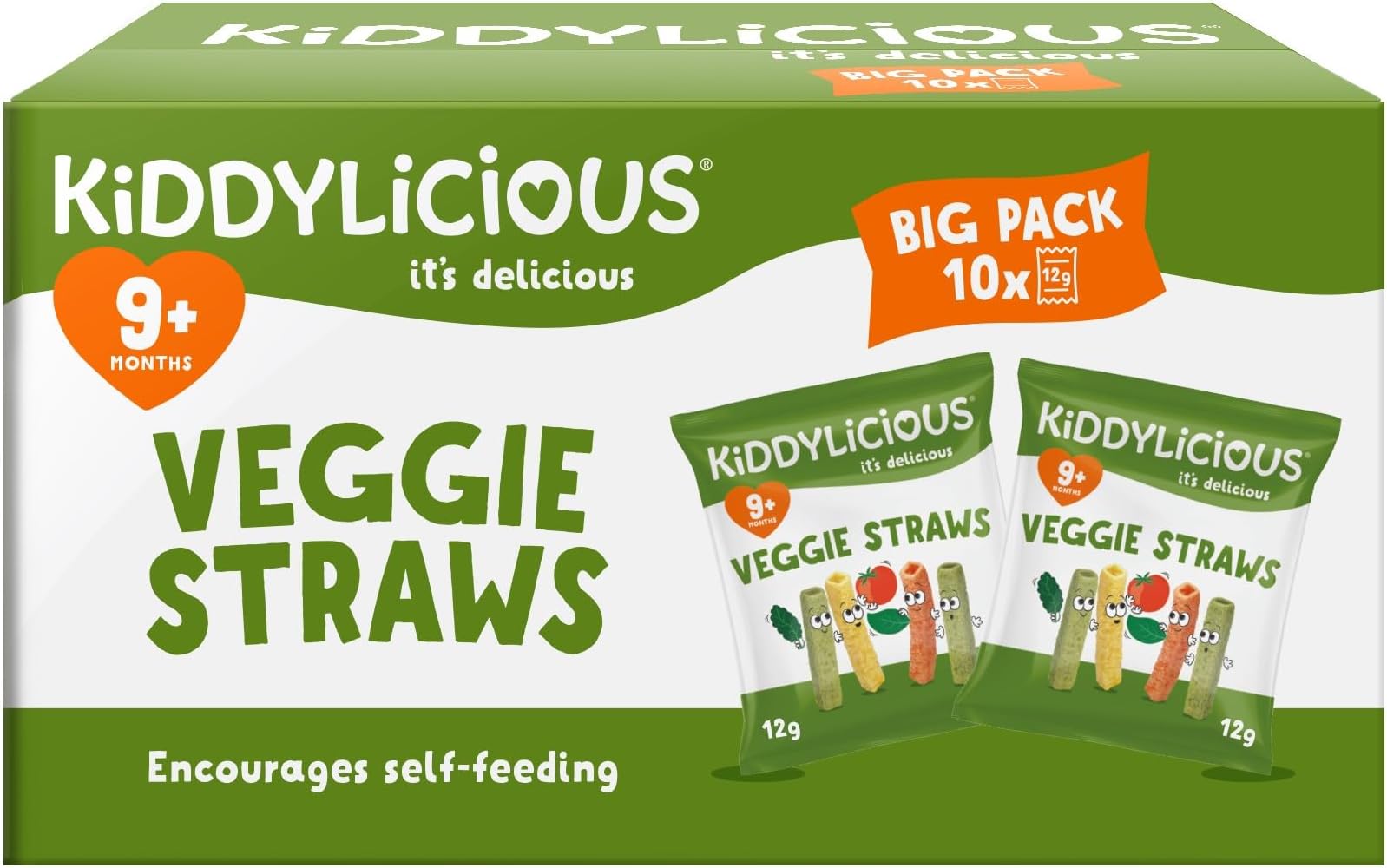 Kiddylicious Veggie Straws Box - Delicious Snacks for Kids - Suitable for 9+ Months - 10 Packs