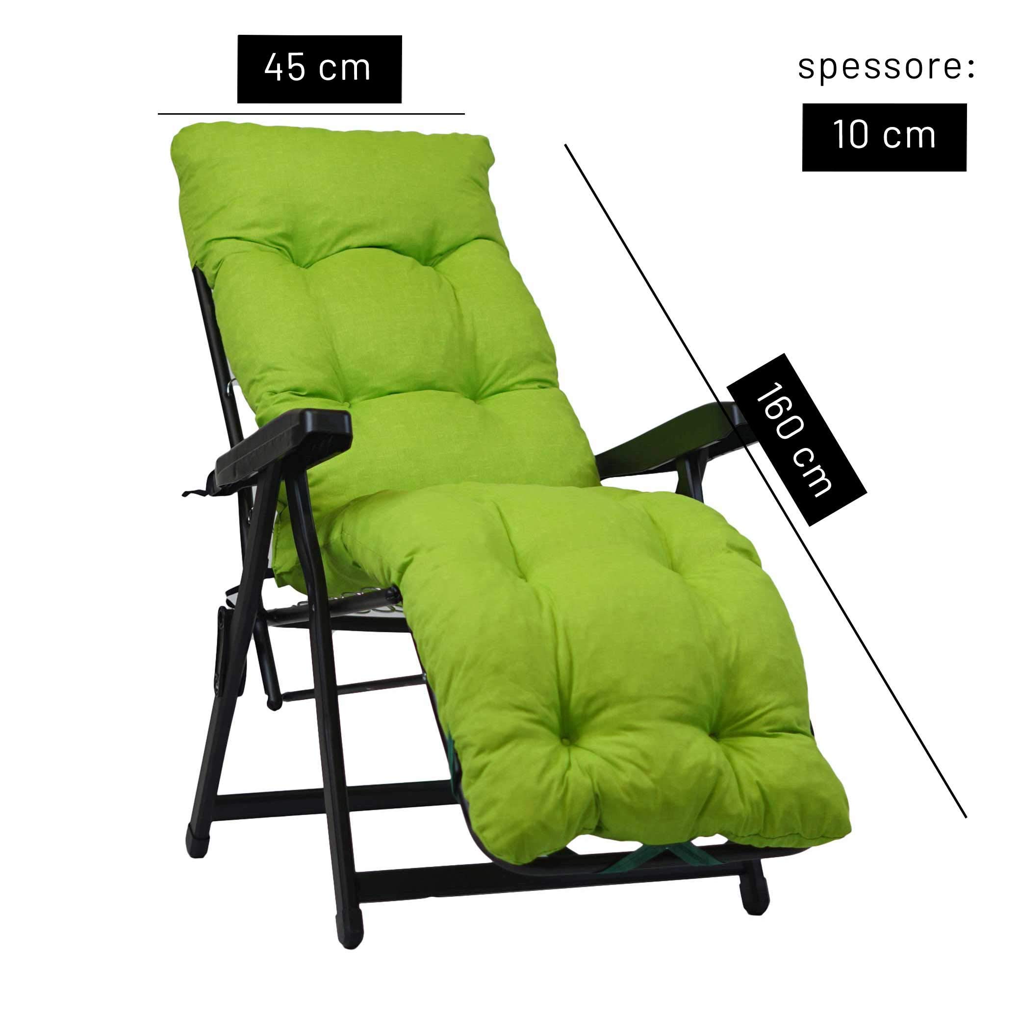 TECNOWEB Cuscino Imbottito per Sdraio con poggiapiedi (160x45cmx10cm) - 100% Made in Italy - Ricambio Cuscino Ideale per Sdraio da Giardino - Disponibili Diversi Colori
